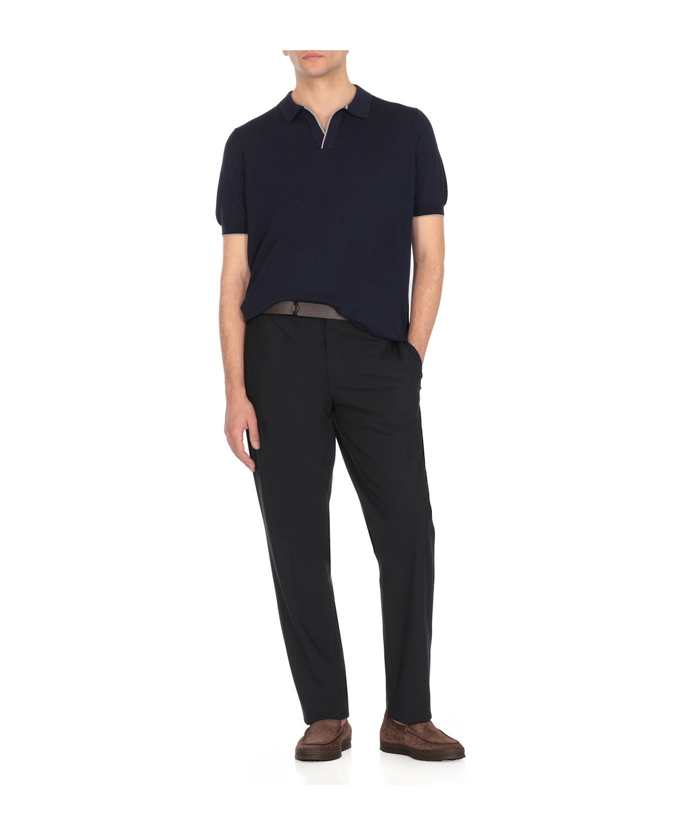 Fay Knitted Polo Shirt - Blue