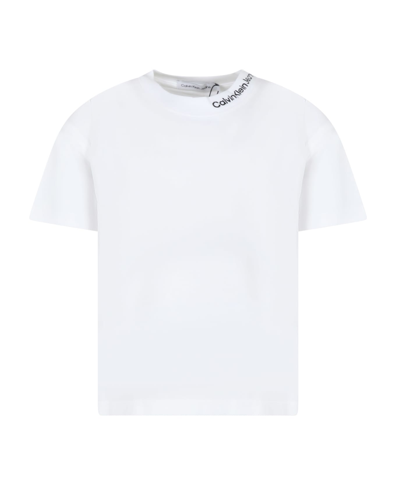 Calvin Klein White T-shirt For Boy With Logo - White Tシャツ＆ポロシャツ