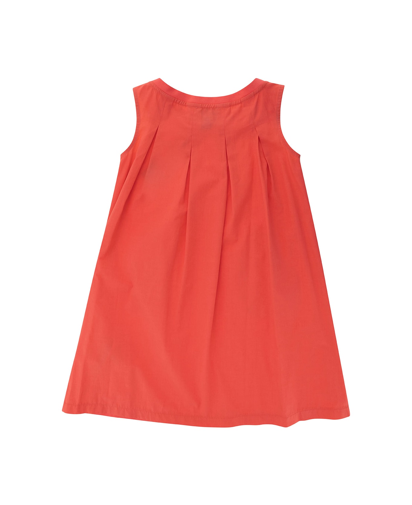 Emporio Armani Orange Dress With Pockets And Embroidered Logo In Cotton Girl - Fuxia