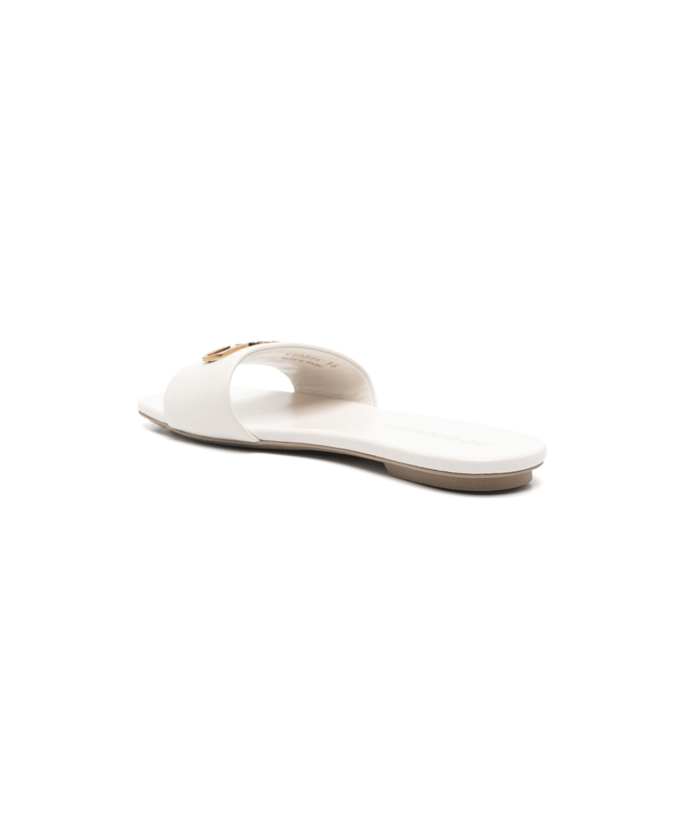 Emporio Armani Leather Flat Sandals - White
