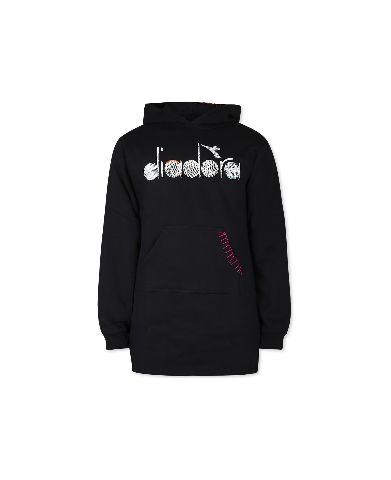 Diadora Black Dress For Girl With Logo - Black