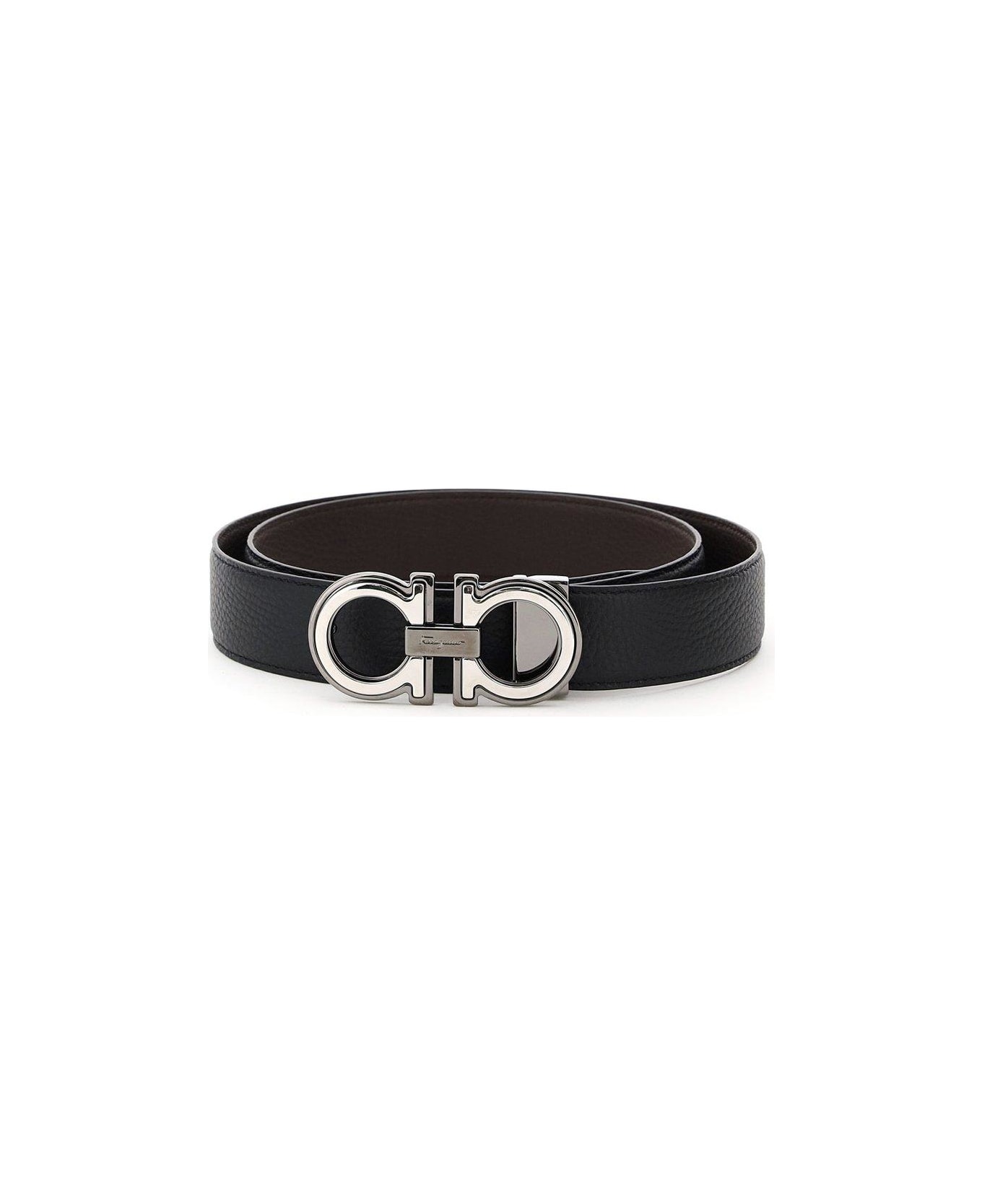 Ferragamo Gancin Reversible Buckle Belt - BLACK