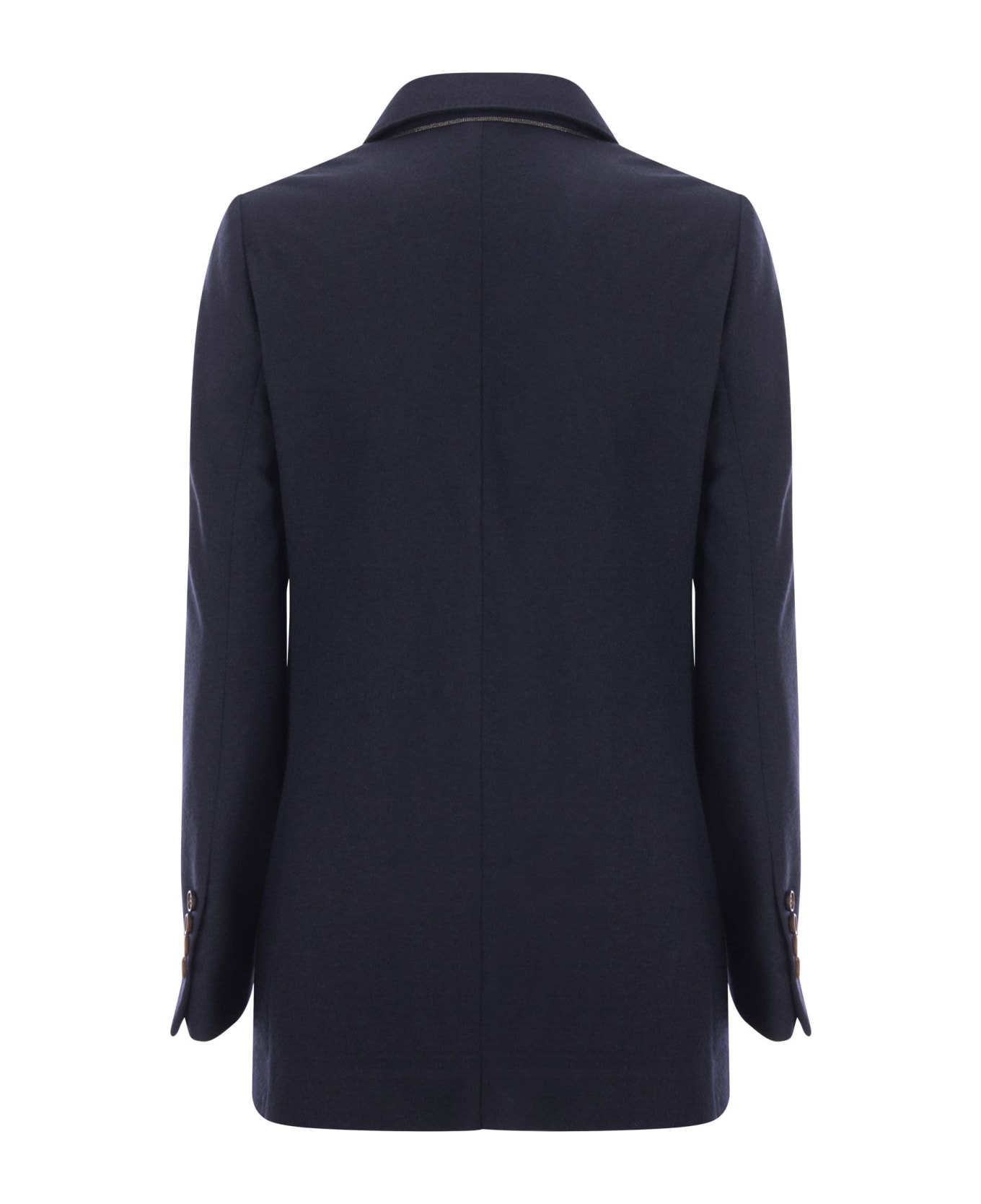 Brunello Cucinelli Deconstructed Cashmere Jacket With Necklace - Navy