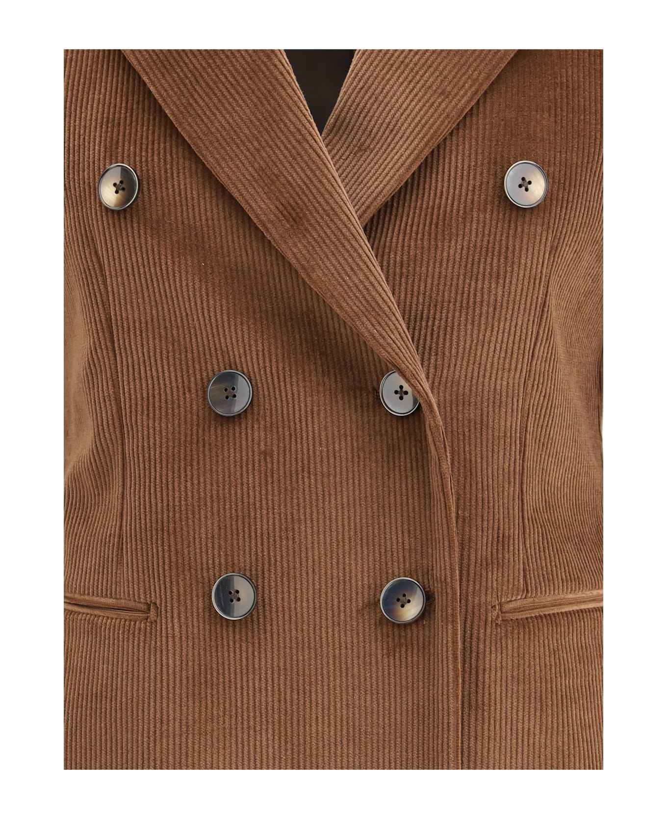 Lardini Double-breasted Corduroy Blazer - BROWN