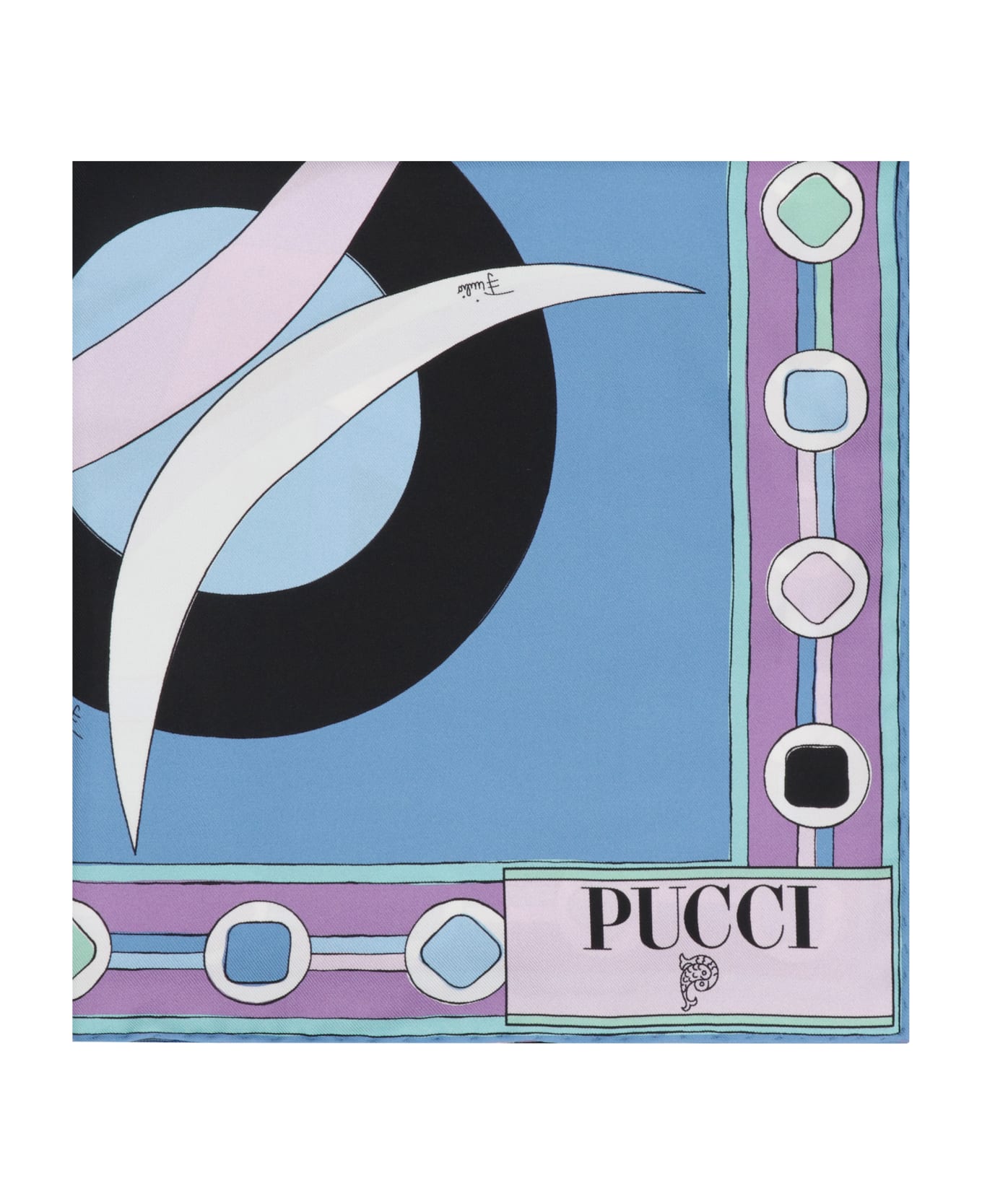 Pucci Printed Silk Scarf - blue