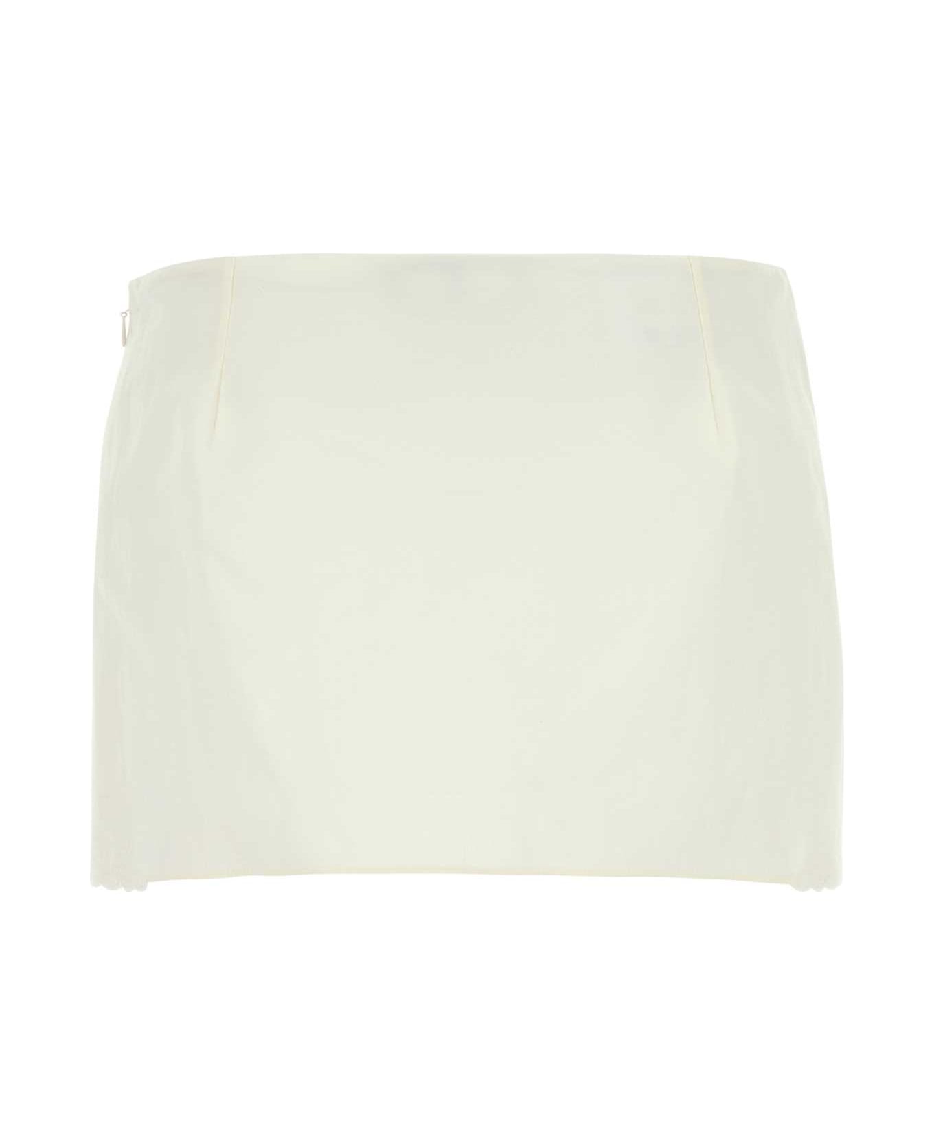 Miu Miu Ivory Linen Blend Mini Skirt - AVORIO