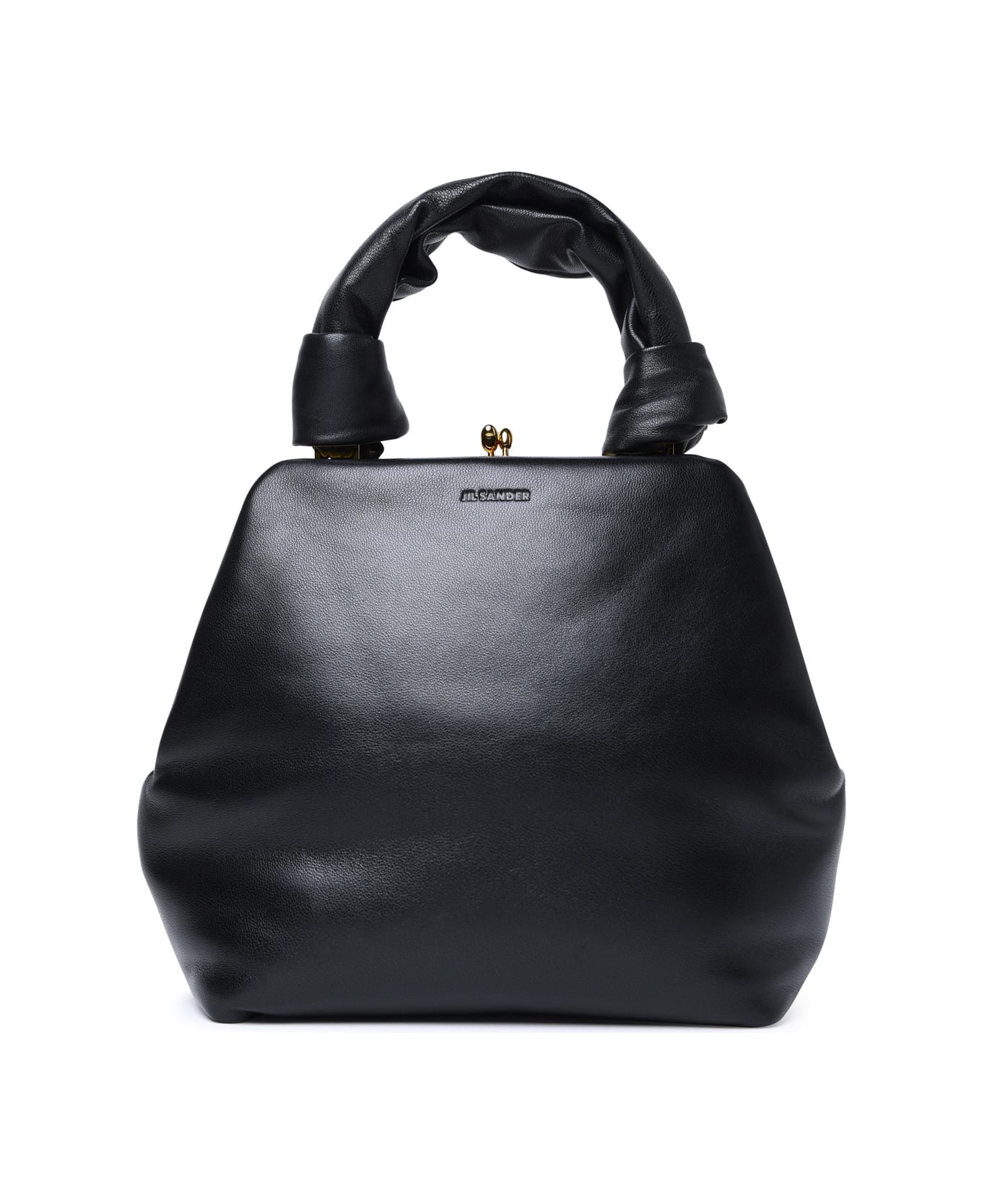 Jil Sander 'goji Square' Small Black Leather Bag - Black