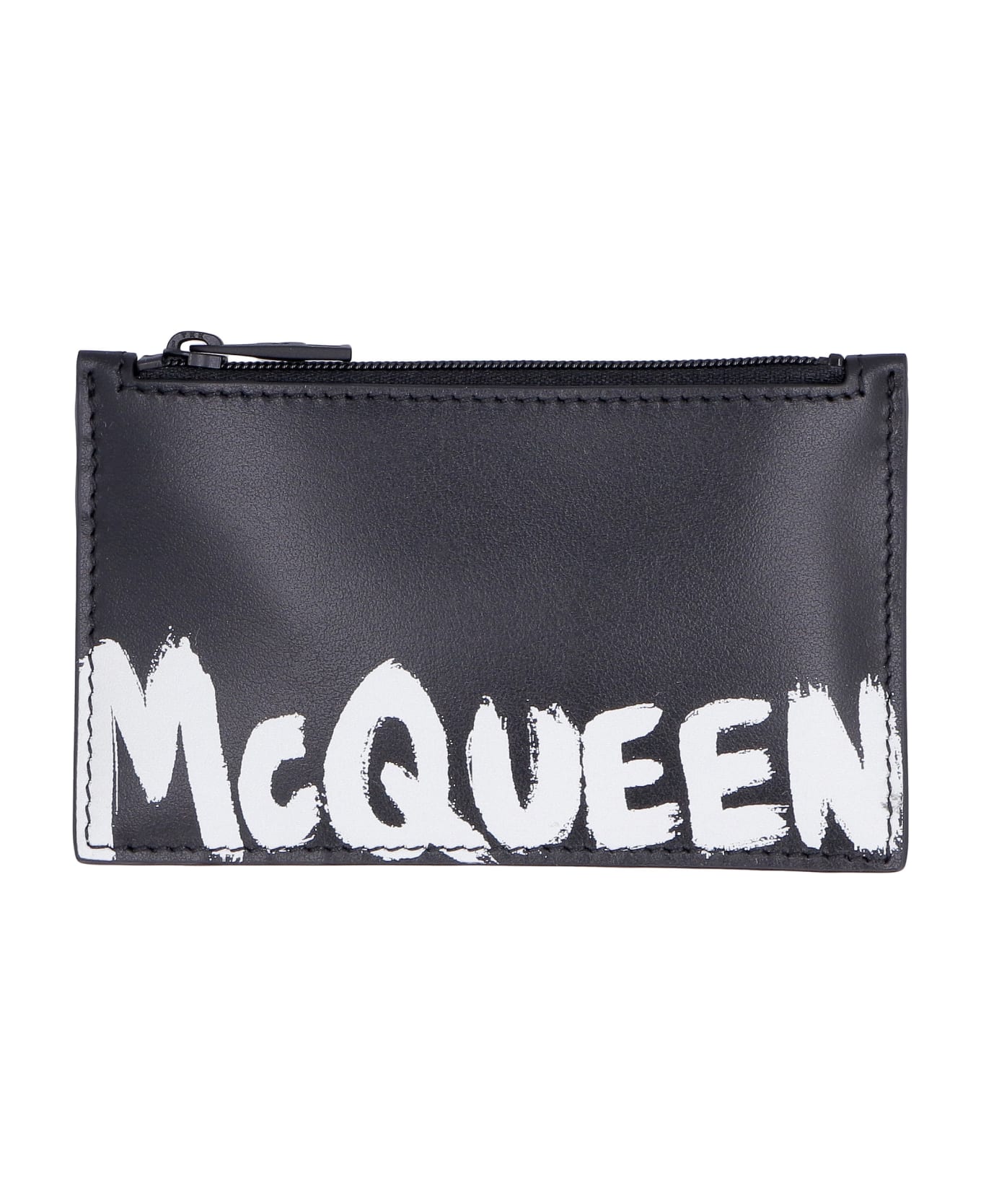 Alexander McQueen Logo Detail Leather Card Holder - black