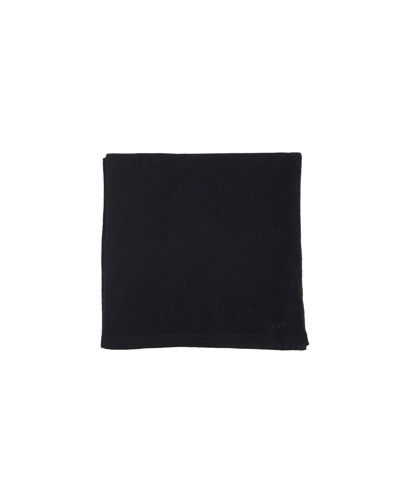 Fay Scarf In Cashmere With Little Logo Sign - Black スカーフ＆ストール