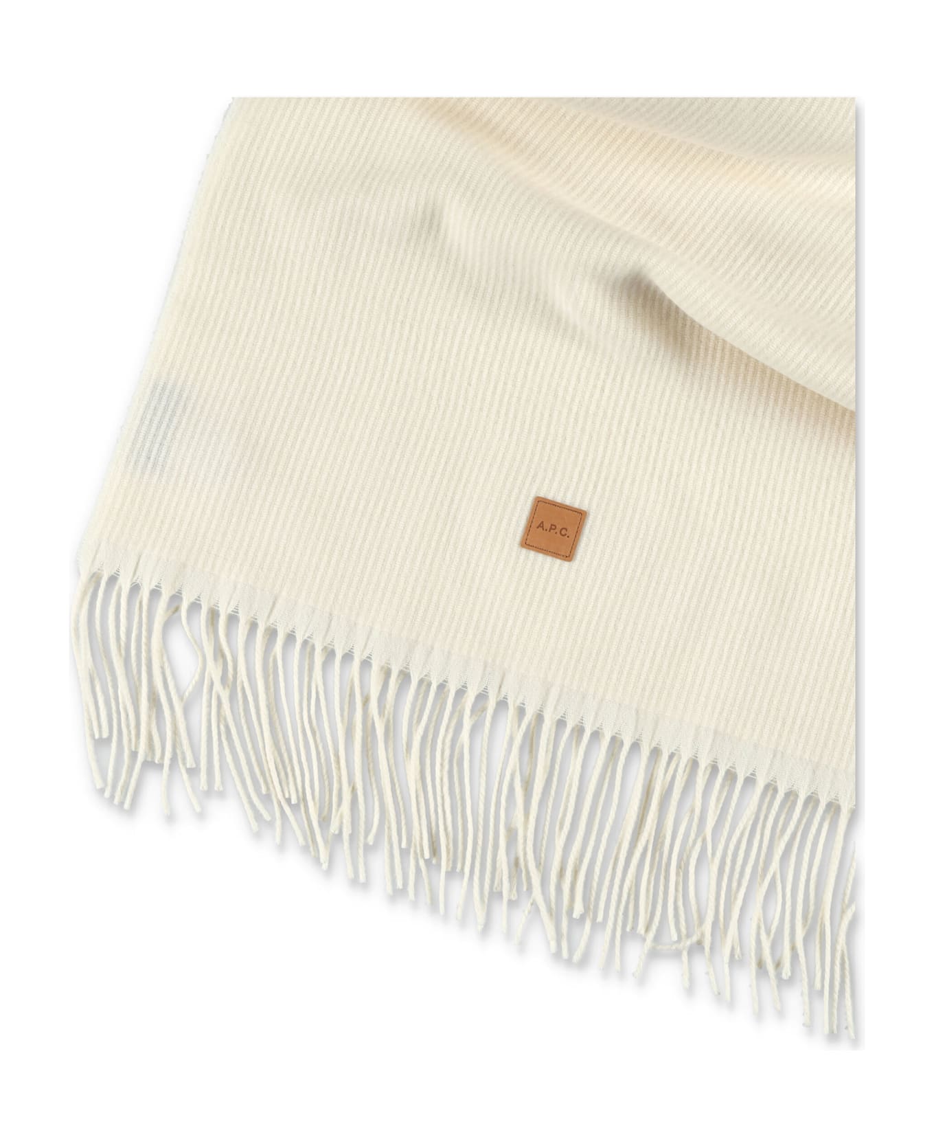 A.P.C. Aria Wool Scarf With Logo - ECRU