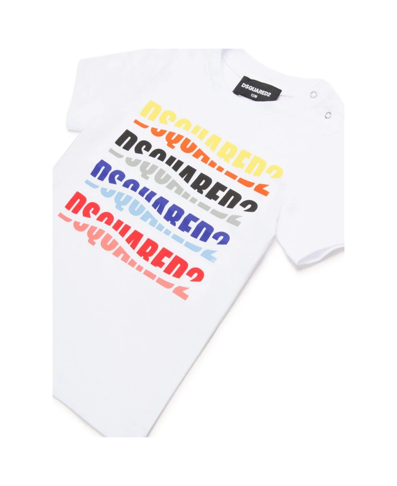 Dsquared2 White T-shirt With Wave Effect Logo Print - White