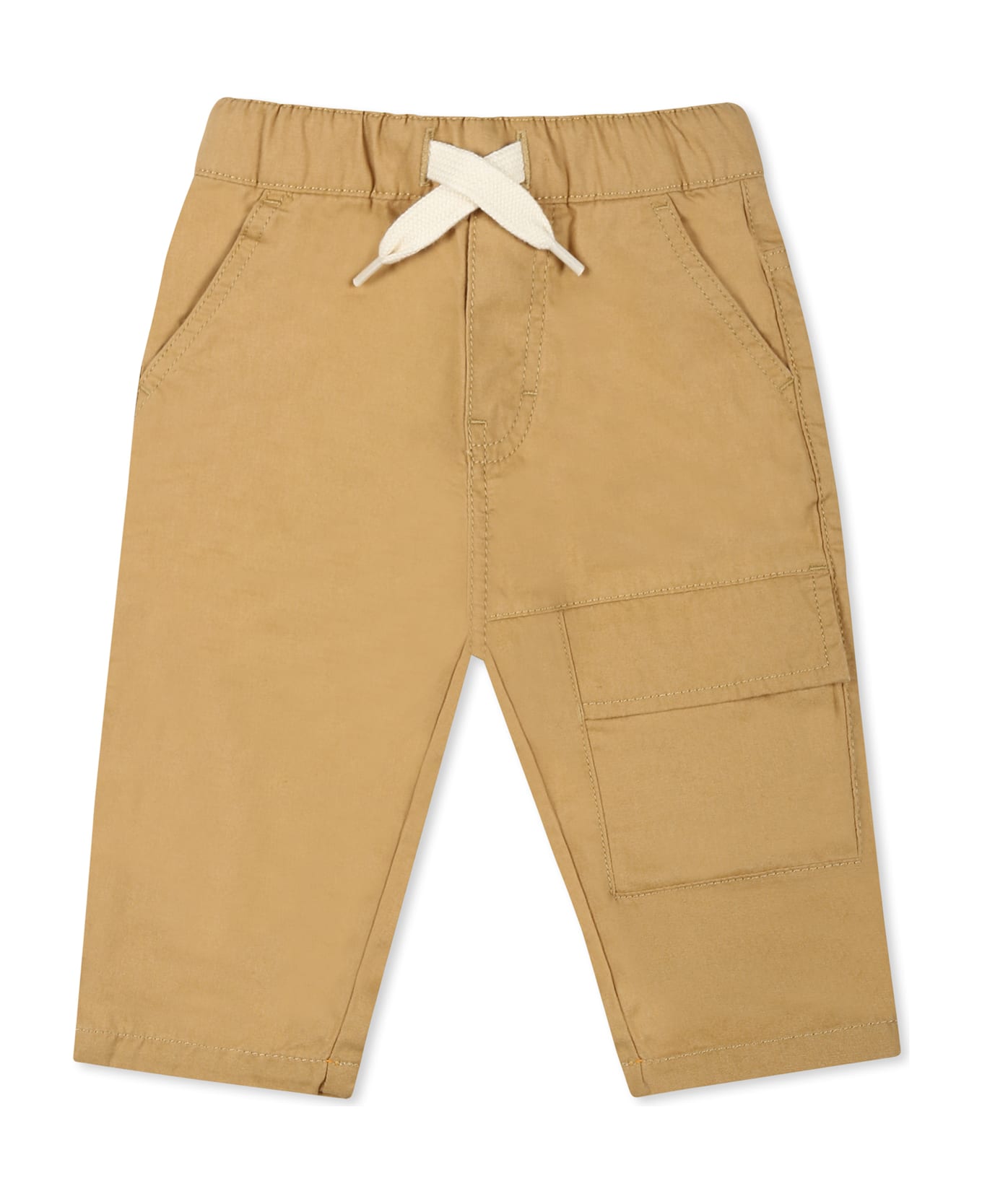 Timberland Beige Trousers For Baby Boy With Logo - Beige