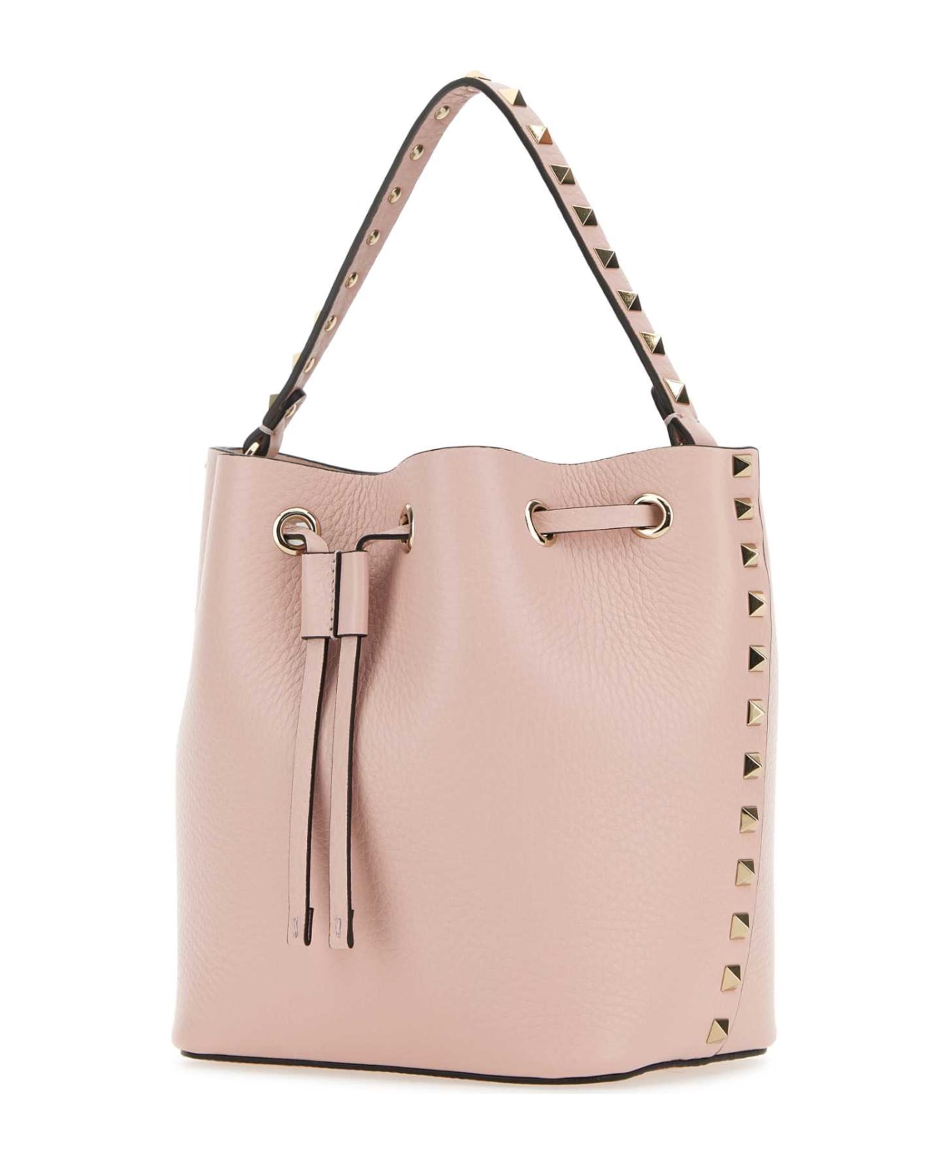 Valentino Garavani Light Pink Leather Rockstud Bucket Bag - ROSEQUARTZ