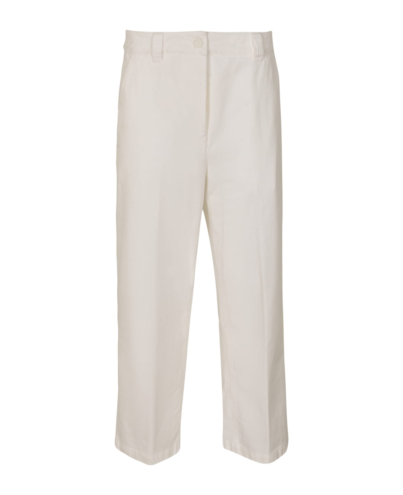 Aspesi Cropped Buttoned Trousers - Bianco ボトムス