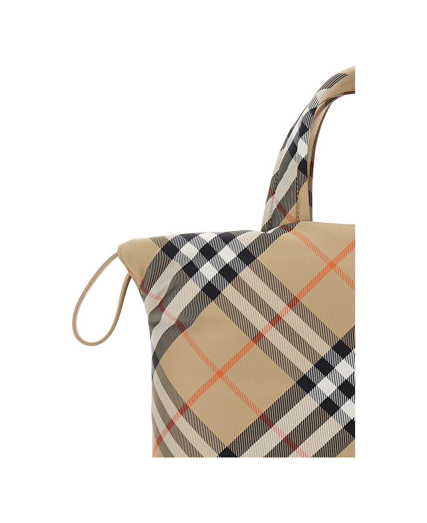 Burberry Beige Handbag With All-over Check Motif In Tech Fabric Girl - Beige