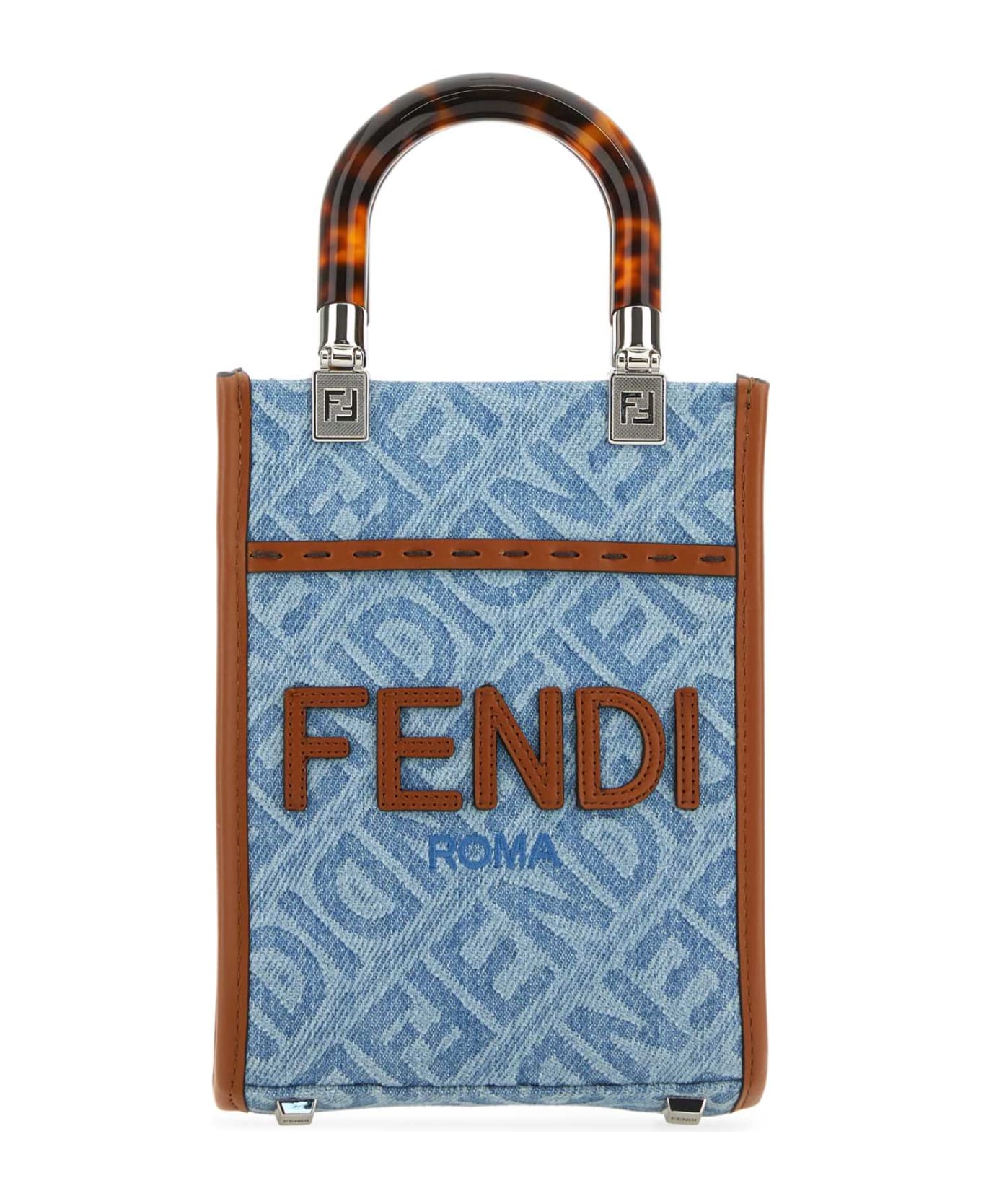 Fendi Embroidered Denim Mini Sunshine Handbag - DENIMBRANDY