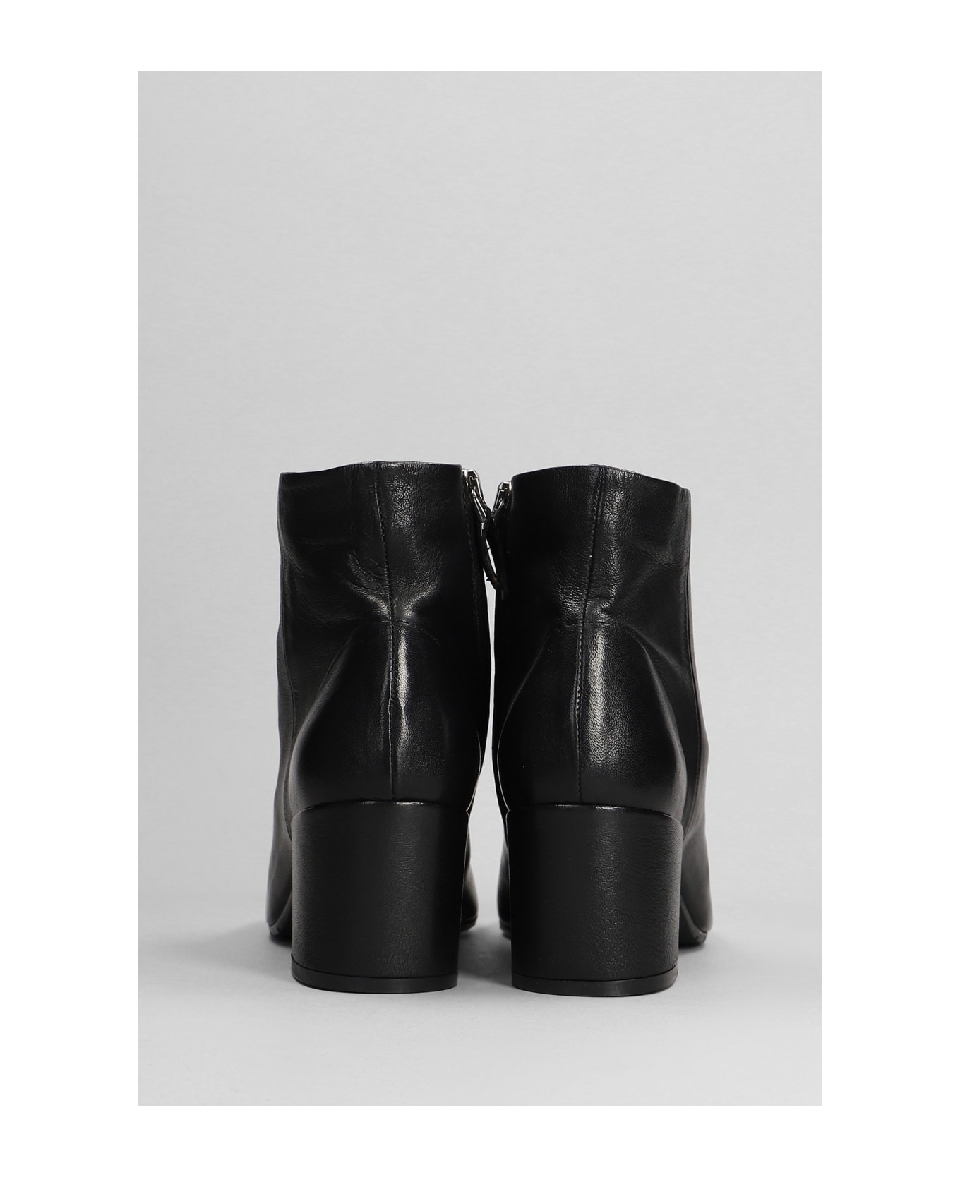 Julie Dee High Heels Ankle Boots In Black Leather - black