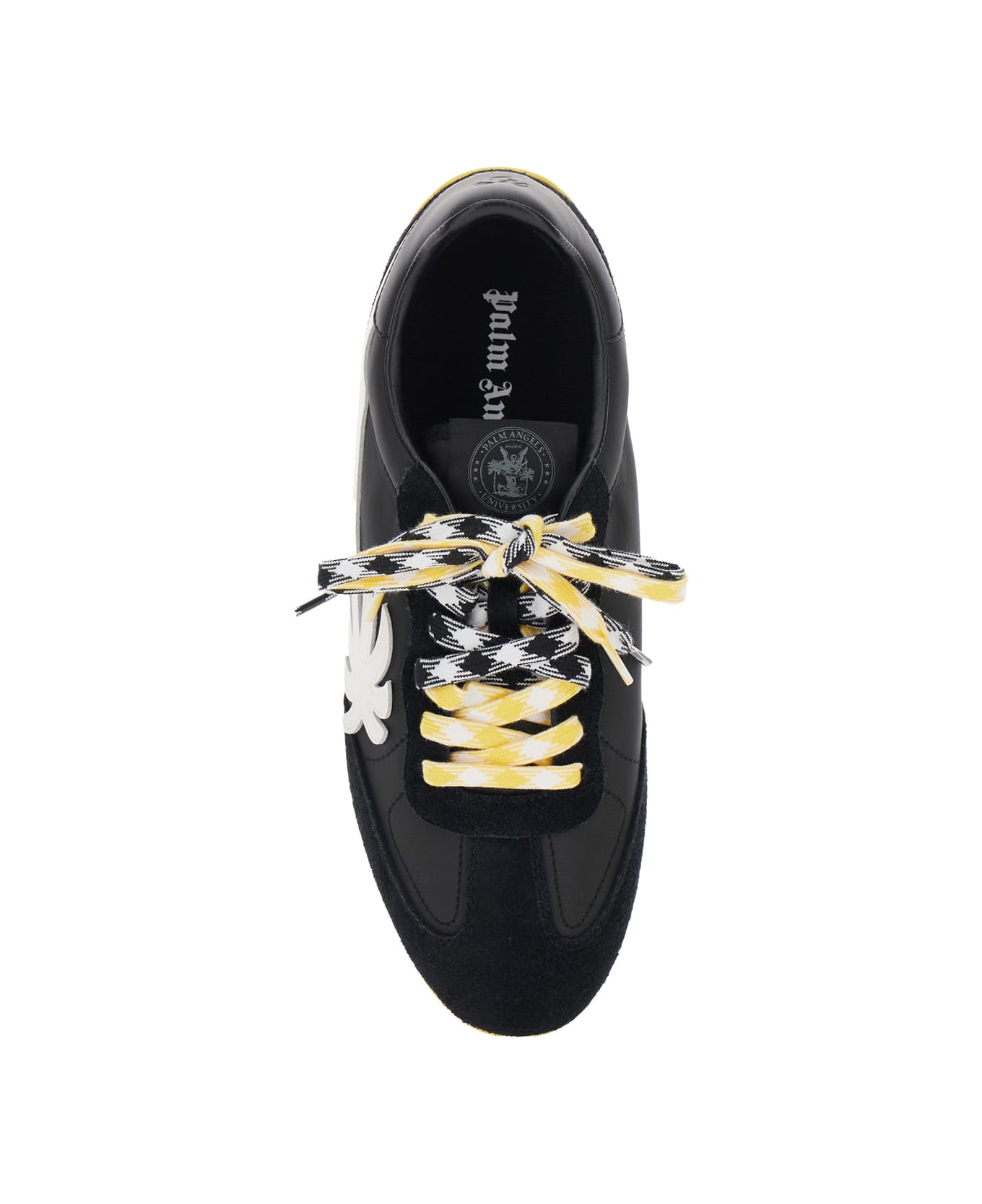Palm Angels 
pa 5
 Black Low Top Sneakers With Logo Patch On The Tongue And Contrasting Heel With Logo In Leather Man - Black