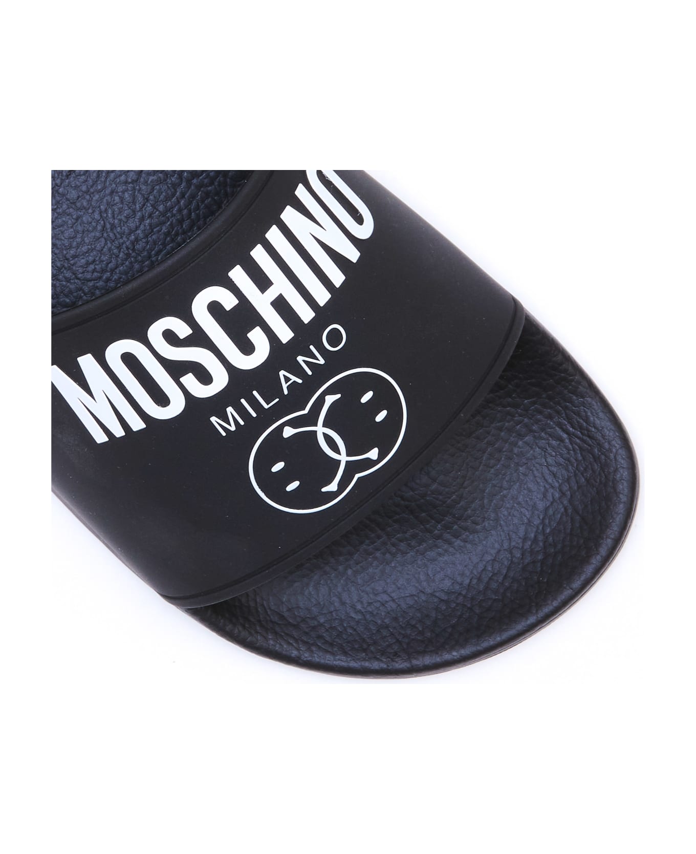 Moschino Logo Slide Sandals - Black