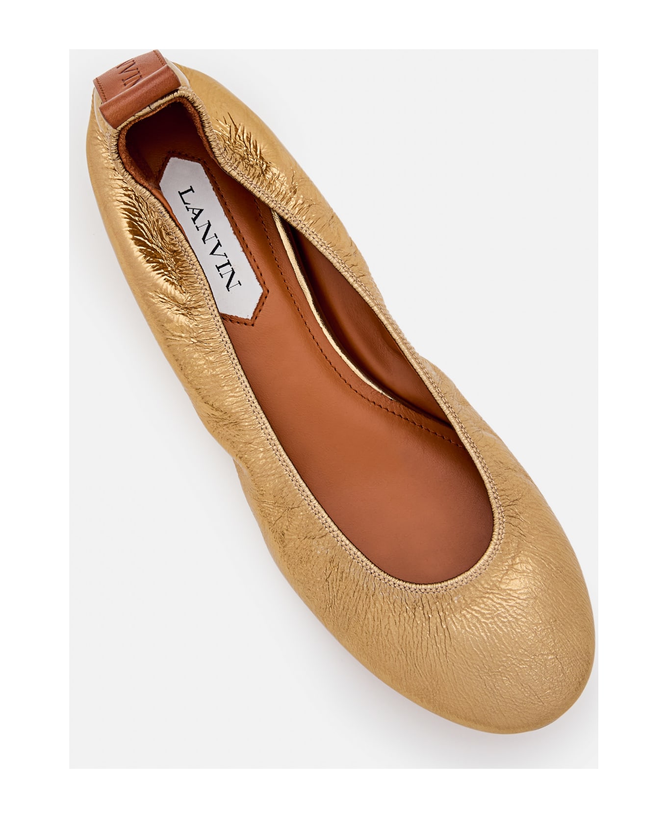 Lanvin Metallic Leather Ballet Flats - Golden
