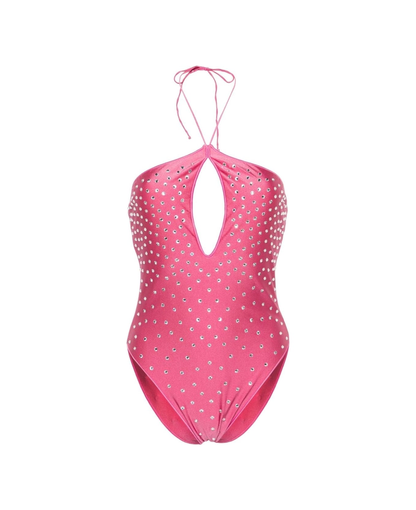 Oseree Flamingo Gem Necklace Maillot Swimsuit - Pink ワンピース