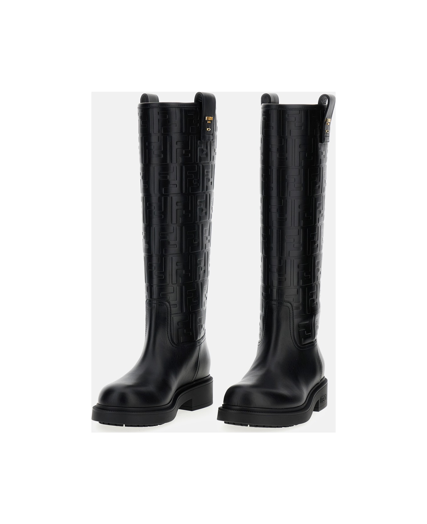 Fendi Filo Black Leather Boots - Black ブーツ