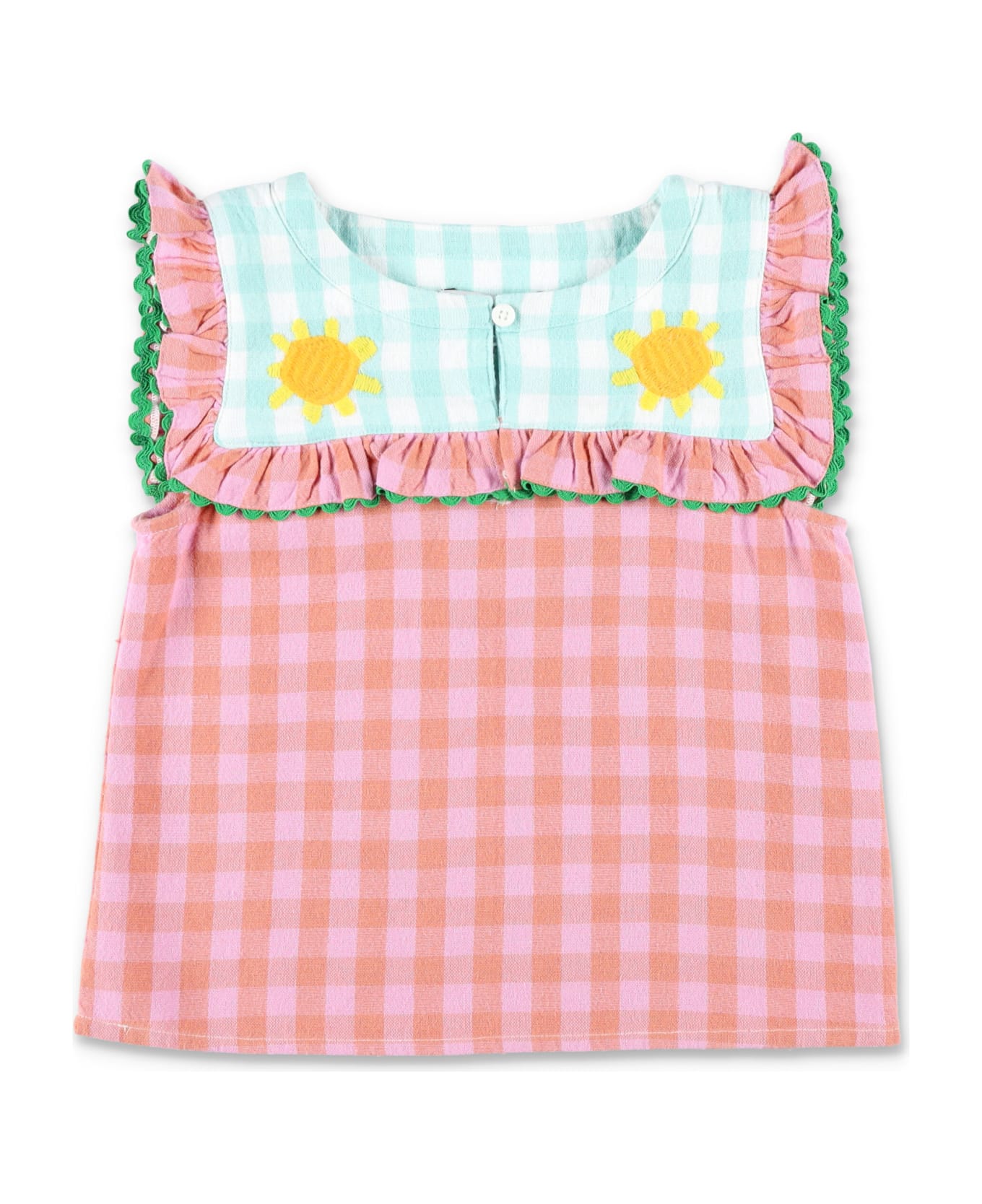 Stella McCartney Kids Check Top With Embroideries - PINK CHECK