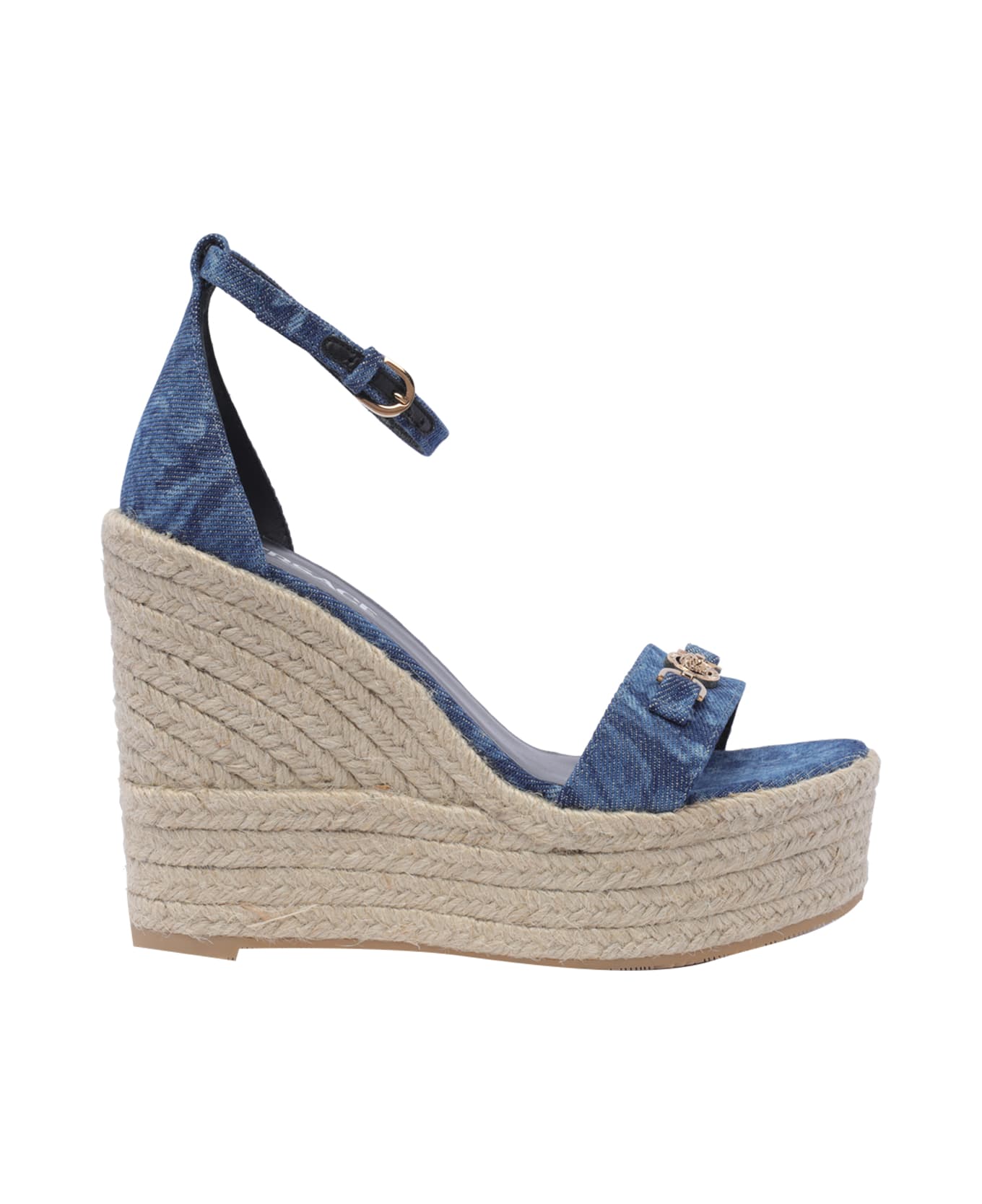 Versace Denim Wedge Sandals 120 - Blue