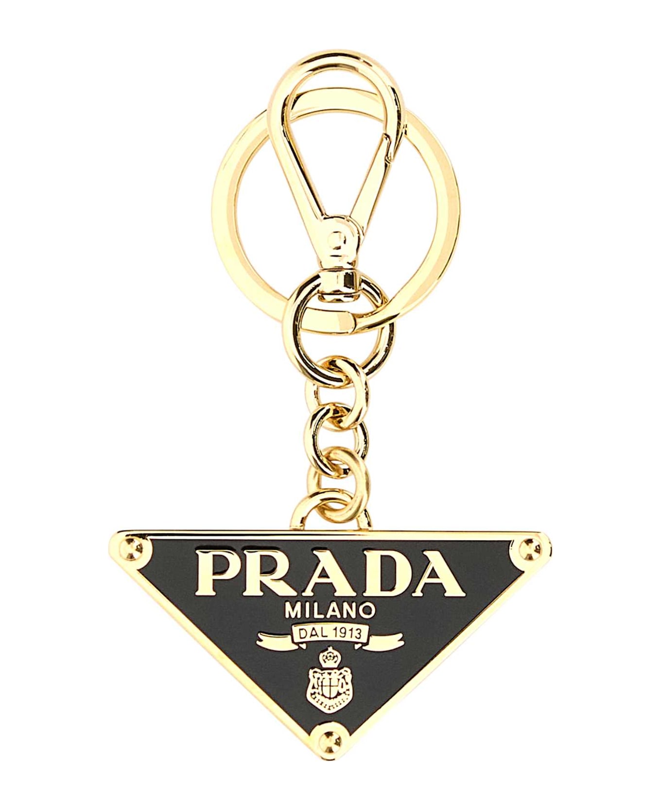 Prada Black Metal Key Ring - ORO+NERO