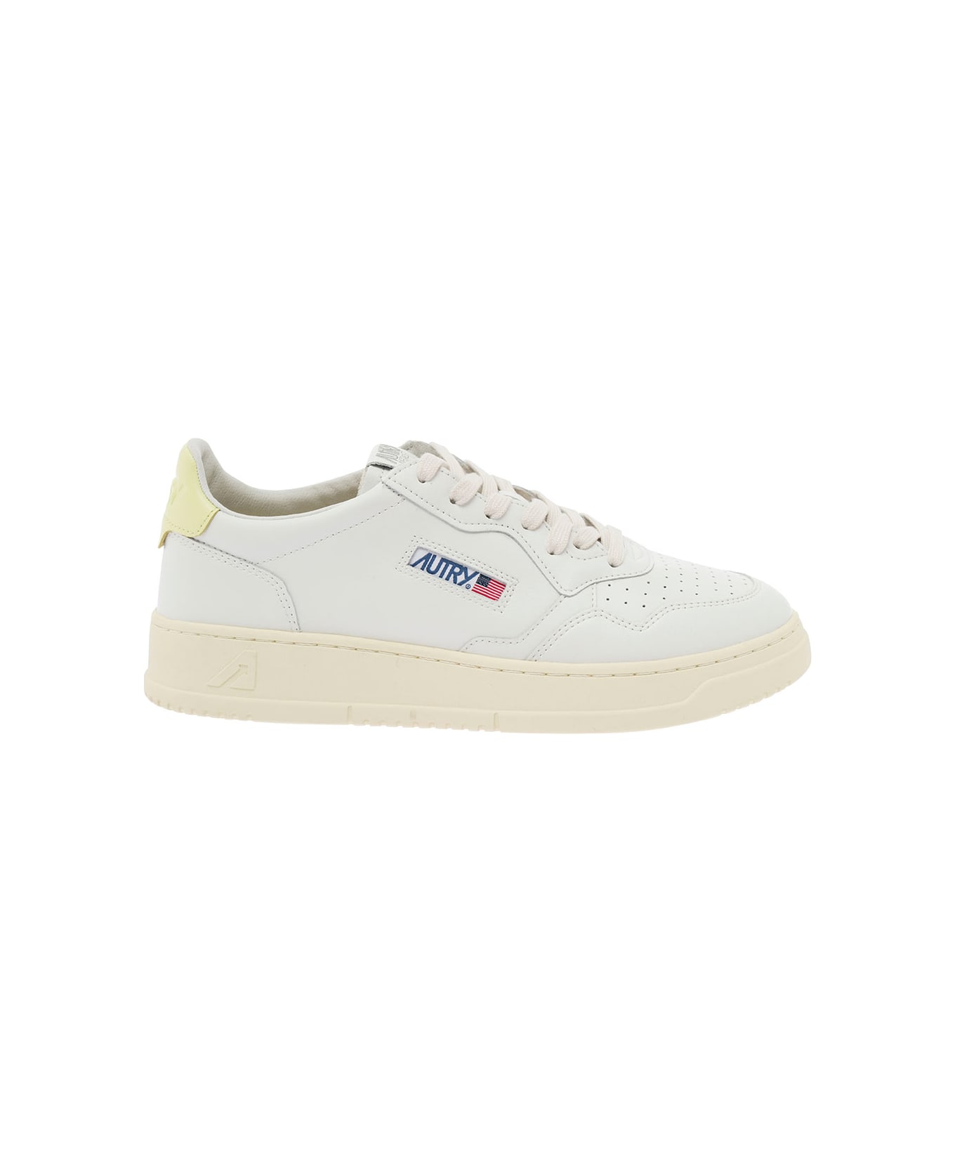 Autry 'medalist' White Low Top Sneakers With Logo Detail In Leather Man - White