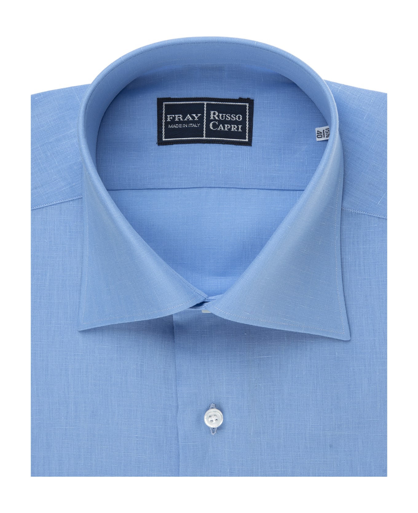 Fray Regular Fit Shirt In Azure Linen - Blue