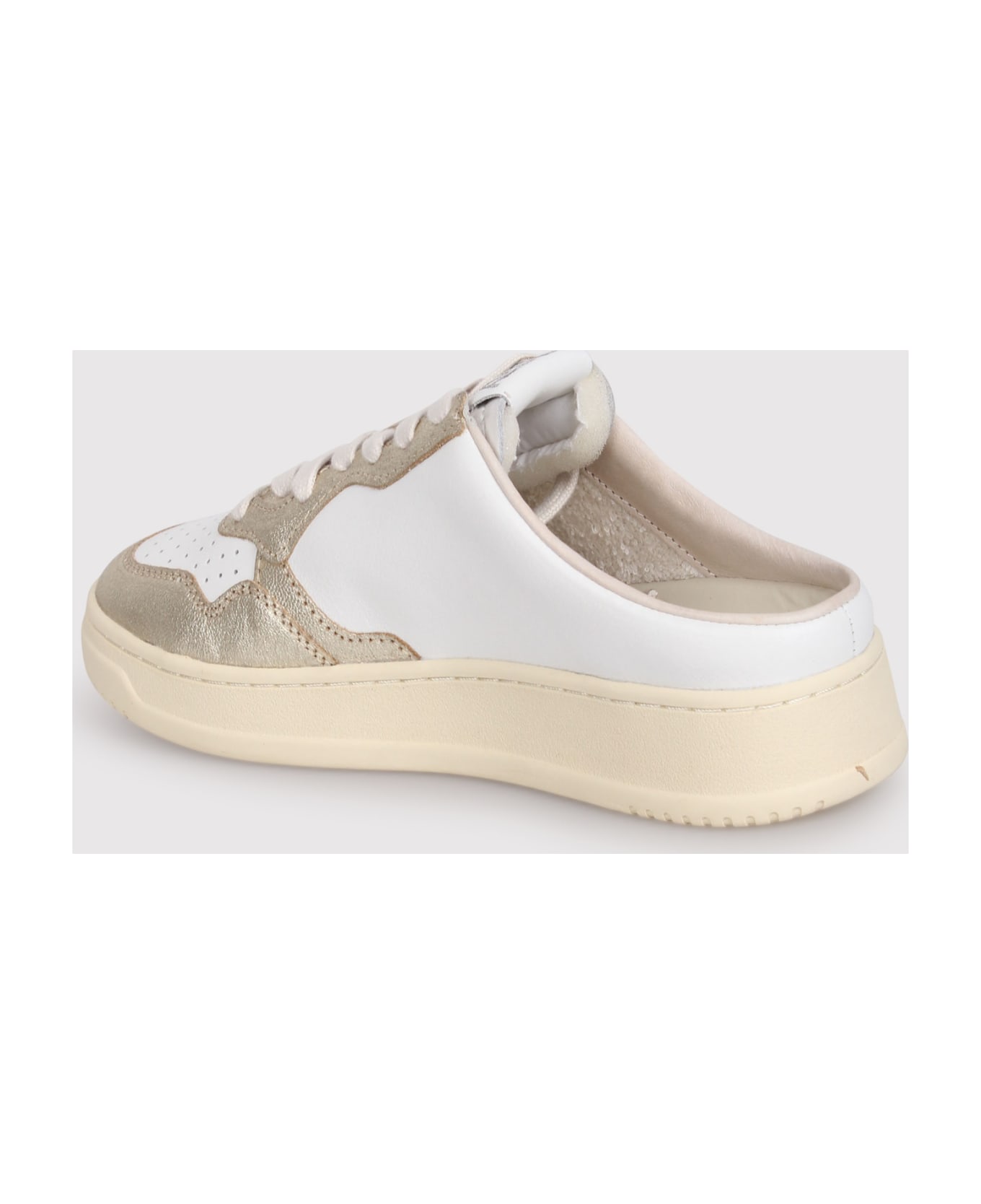 Autry Medalist Mule Low Sneakers In White Leather And Platinum スニーカー