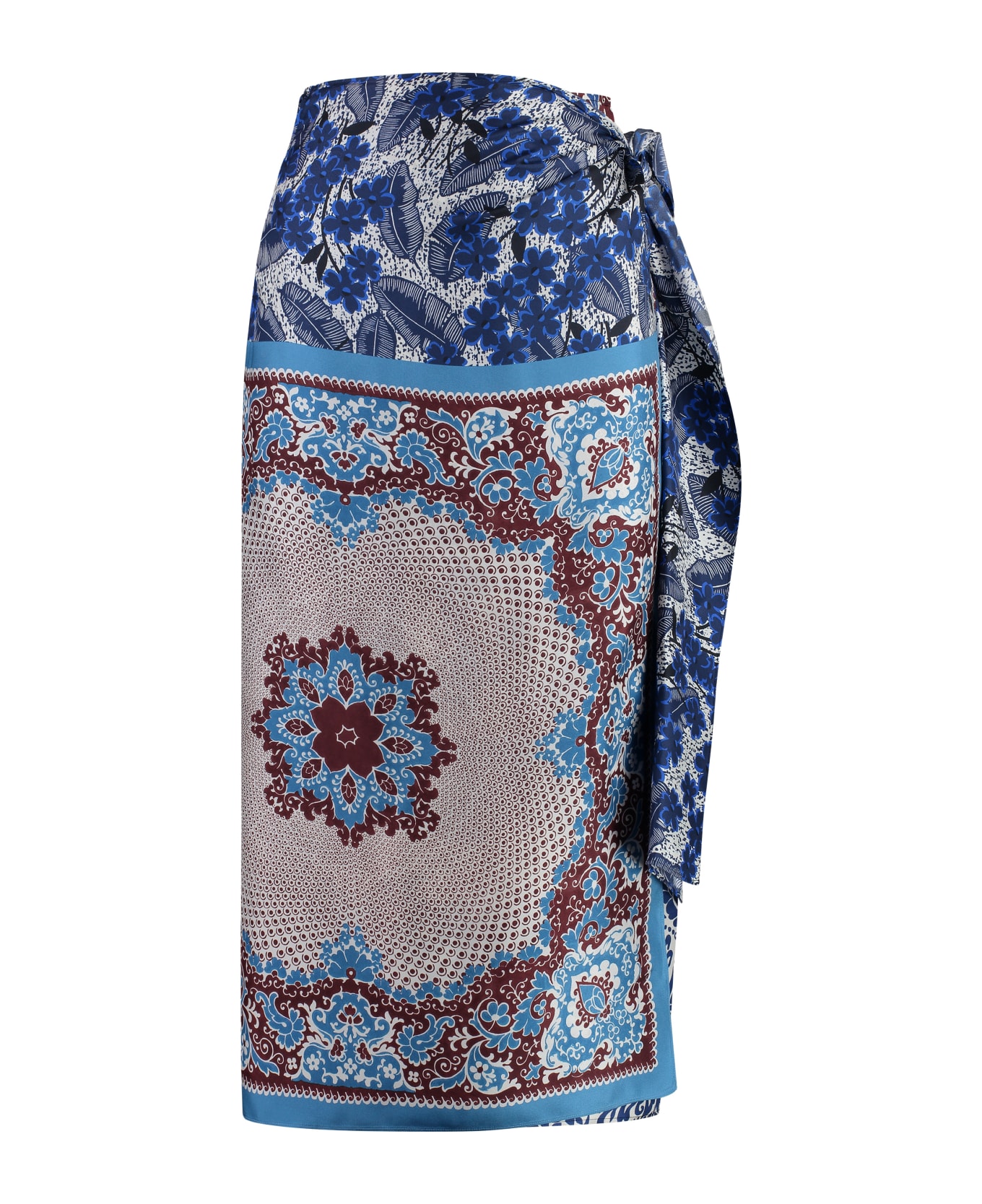 Weekend Max Mara Nuevo Printed Silk Skirt - blue スカート