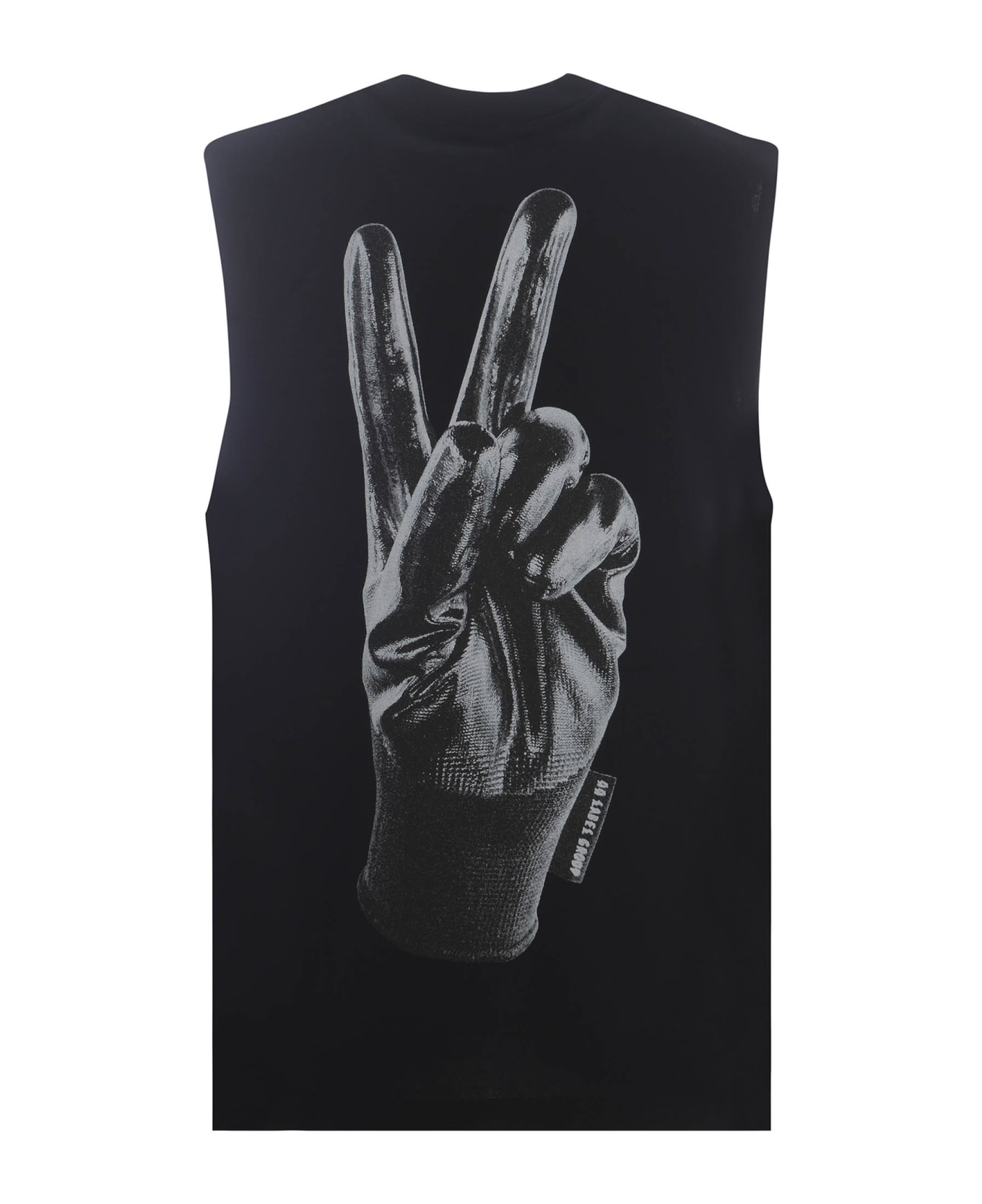 44 Label Group Tank Top 44label Group "peace" Made Of Cotton - Nero