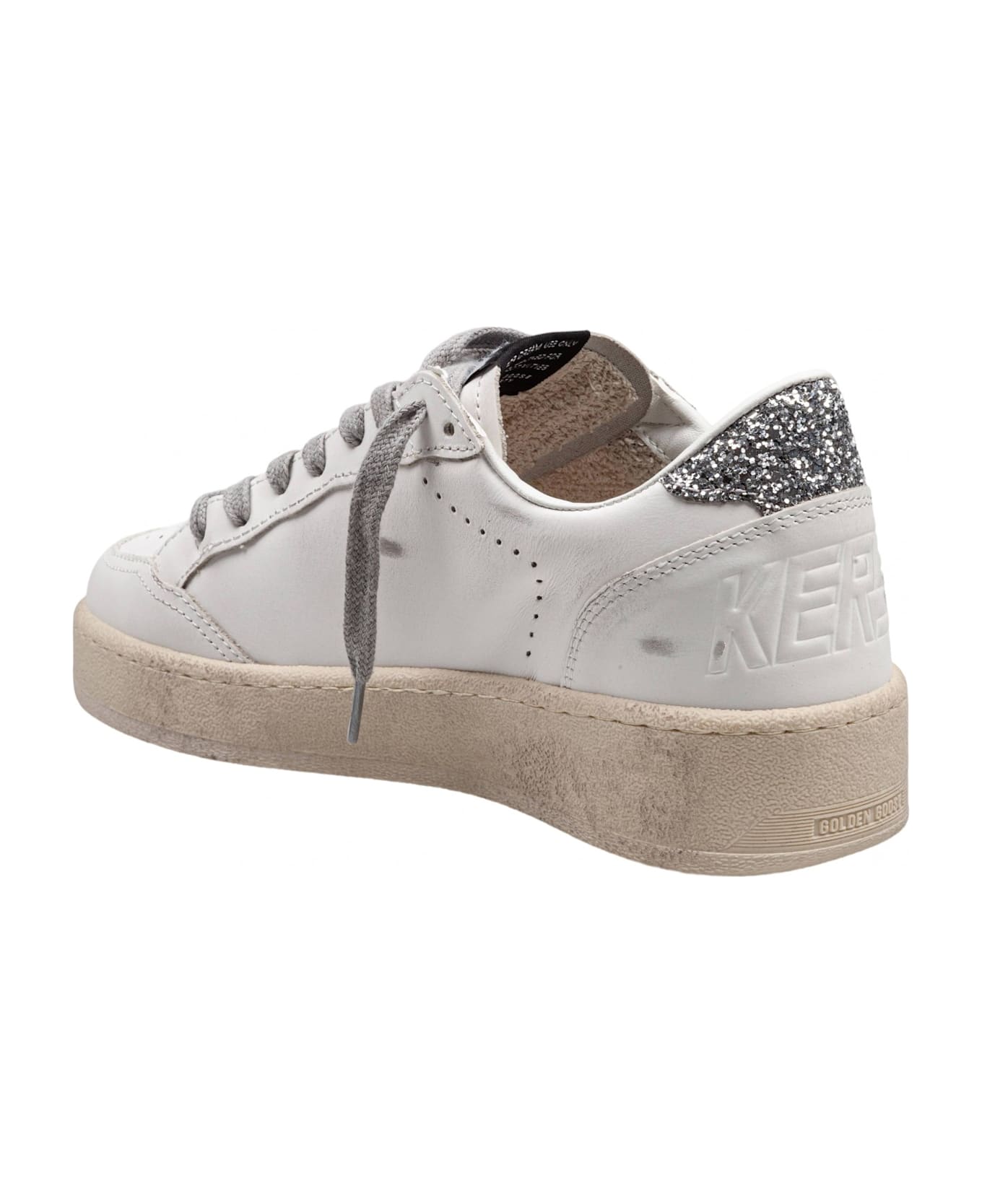 Golden Goose Ballstar Sneakers In Leather Color White And Silver - White/Silver