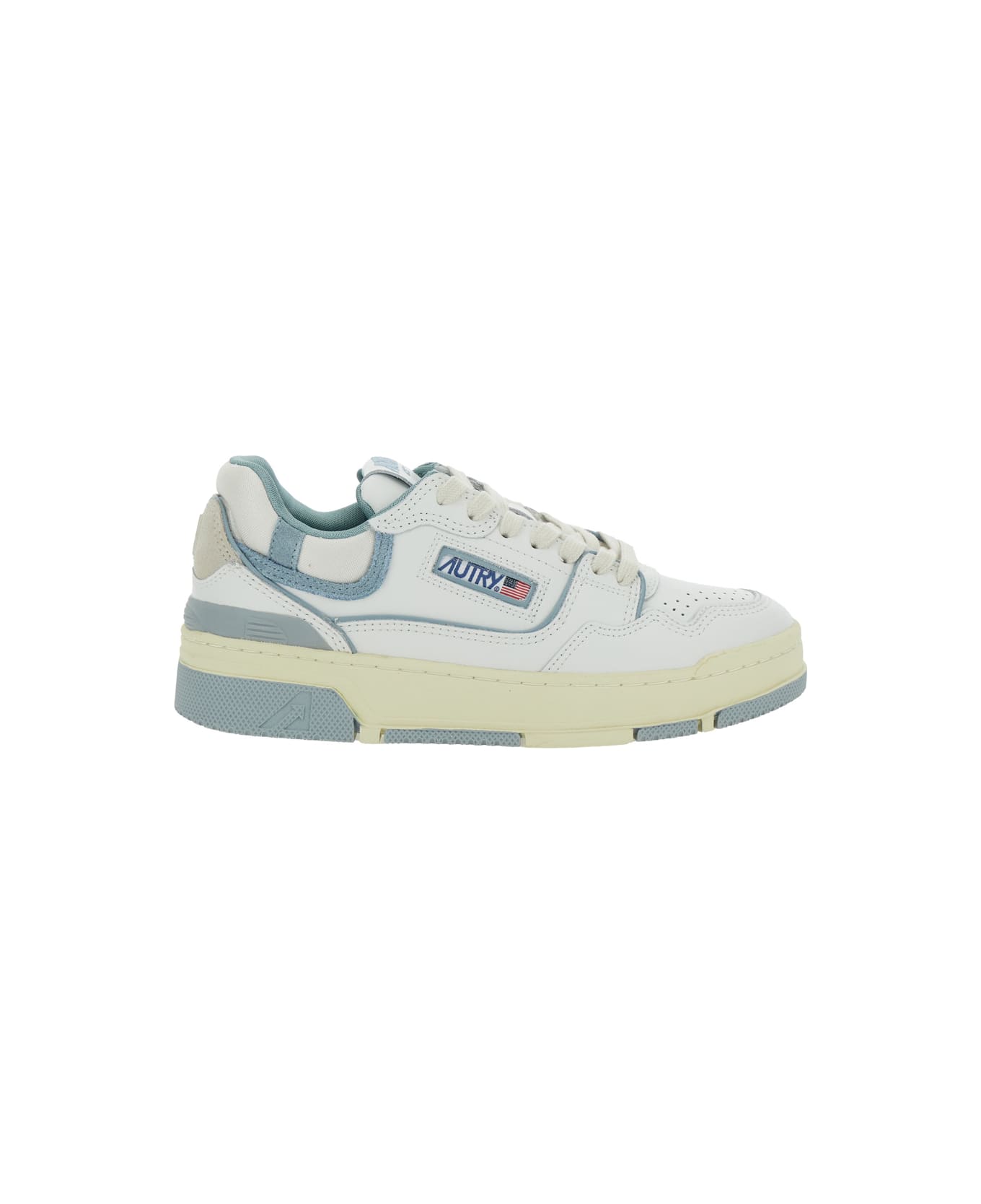 Autry 'clc' White Sneakers With Logo Patch On The Tongue And Logo Print On The Heel In Leather Blend Woman - White