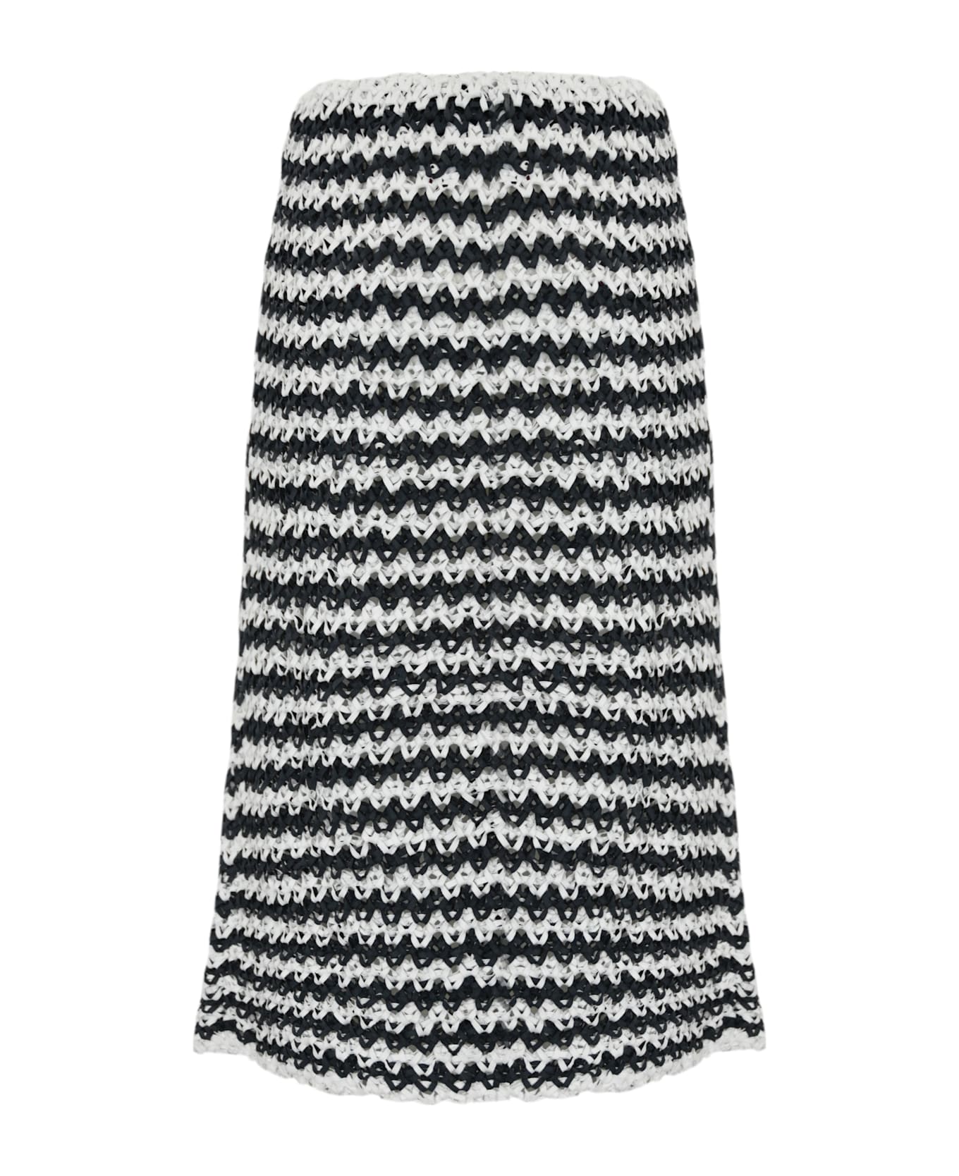 Liviana Conti Crochet Skirt With Fringes - Bianco/nero