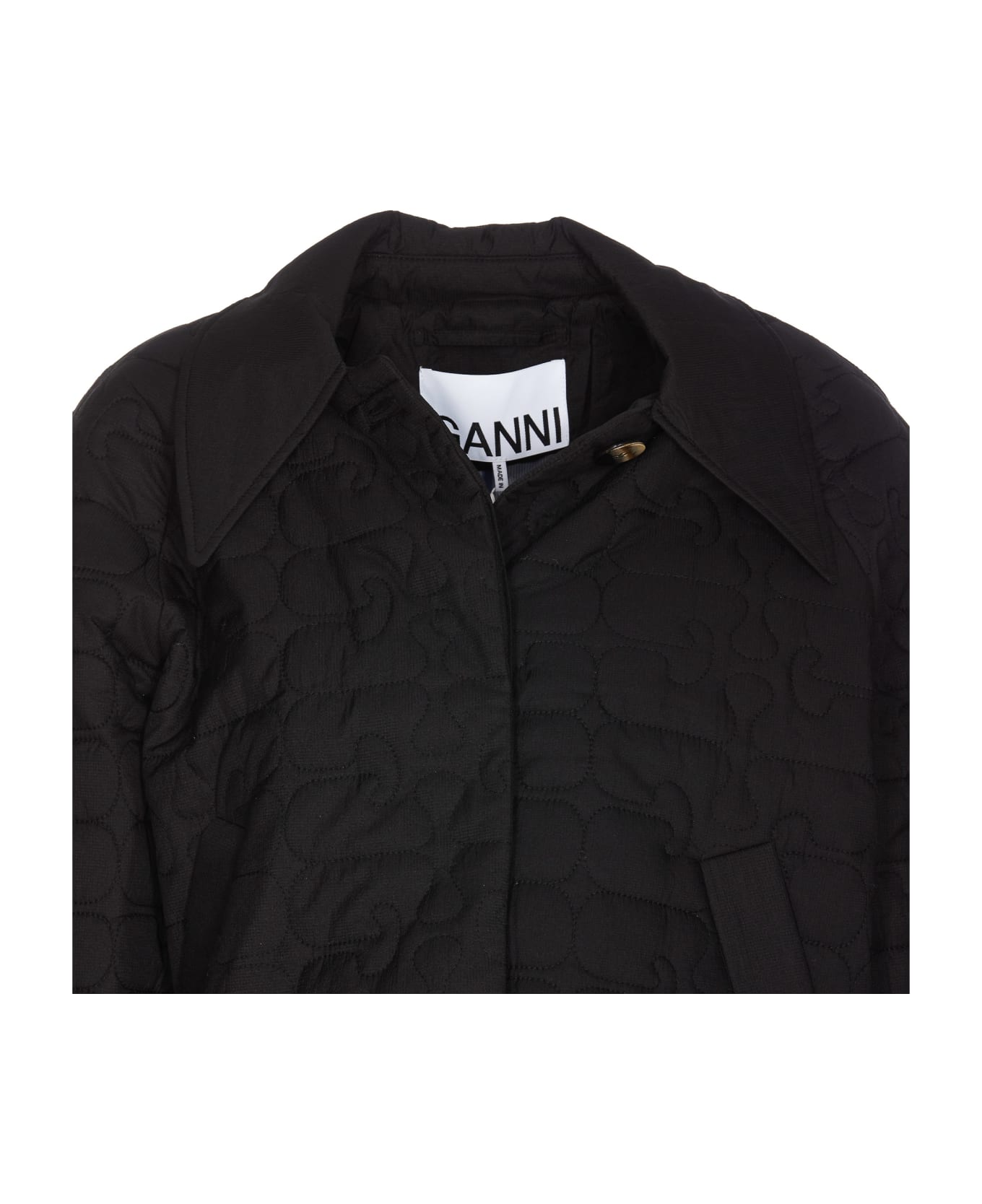 Ganni Short Quilt Jacket - Black ブレザー