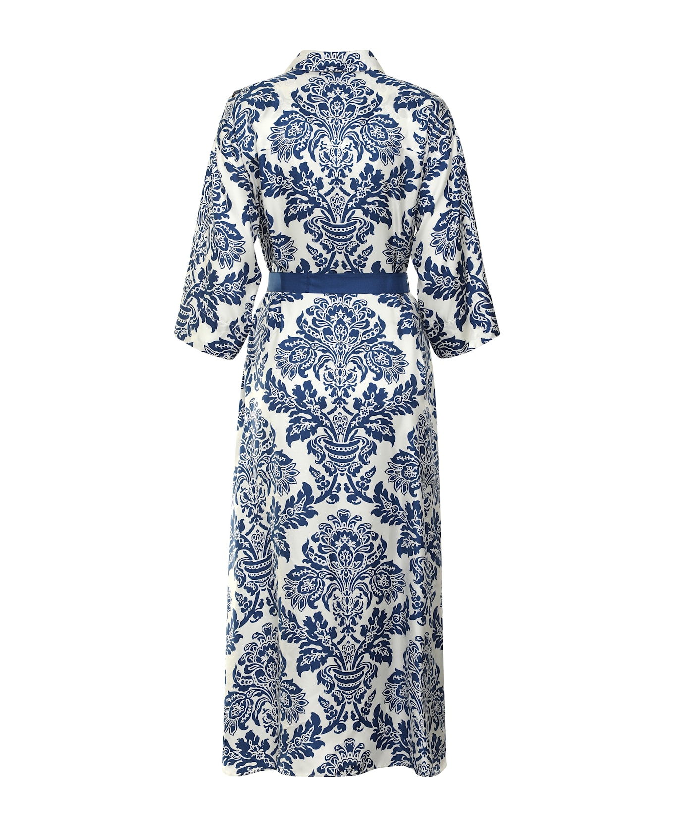 
S Max Mara Camelia Printed Silk Shirtdress - blue