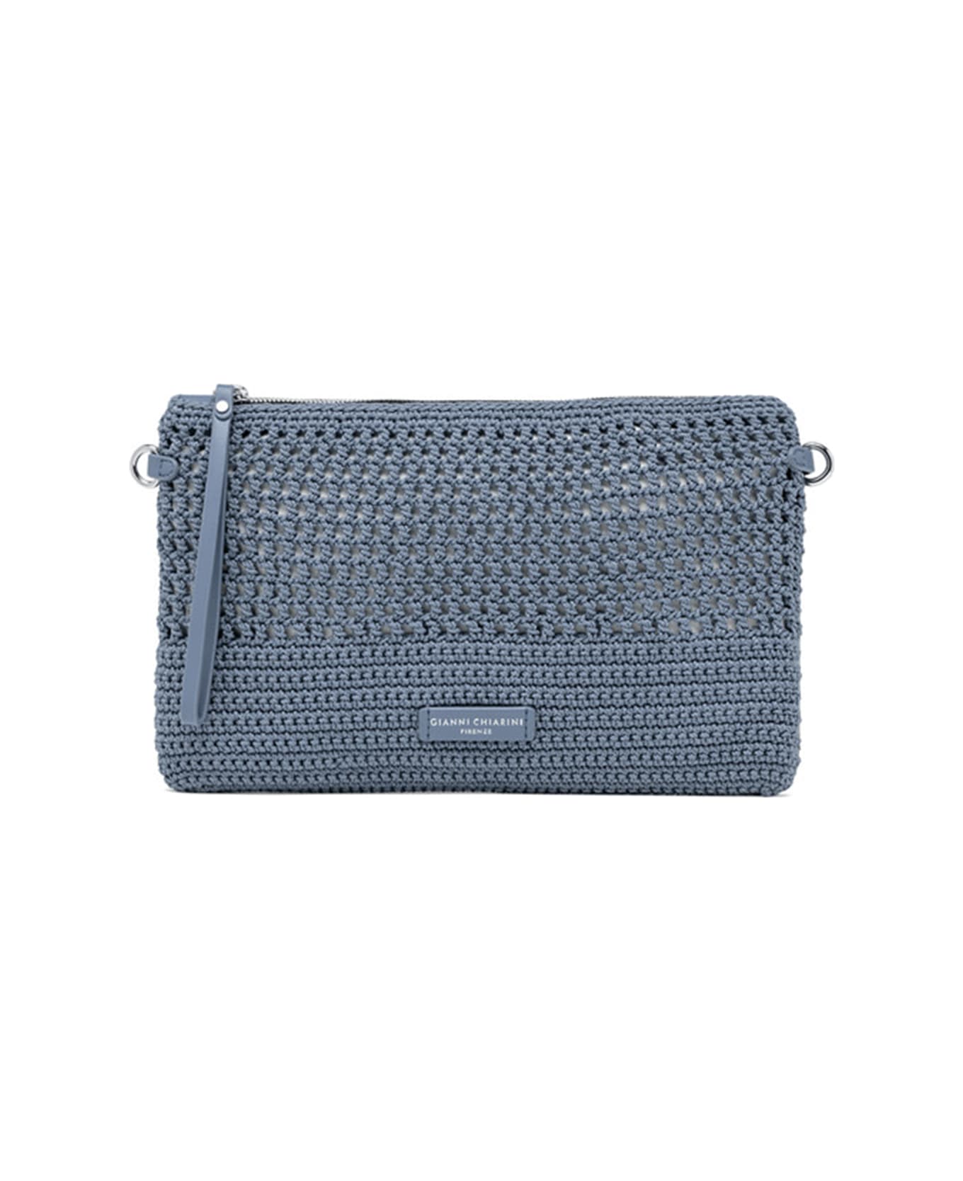 Gianni Chiarini Victoria Blue Clutch Bag In Crochet Fabric - ARTICO