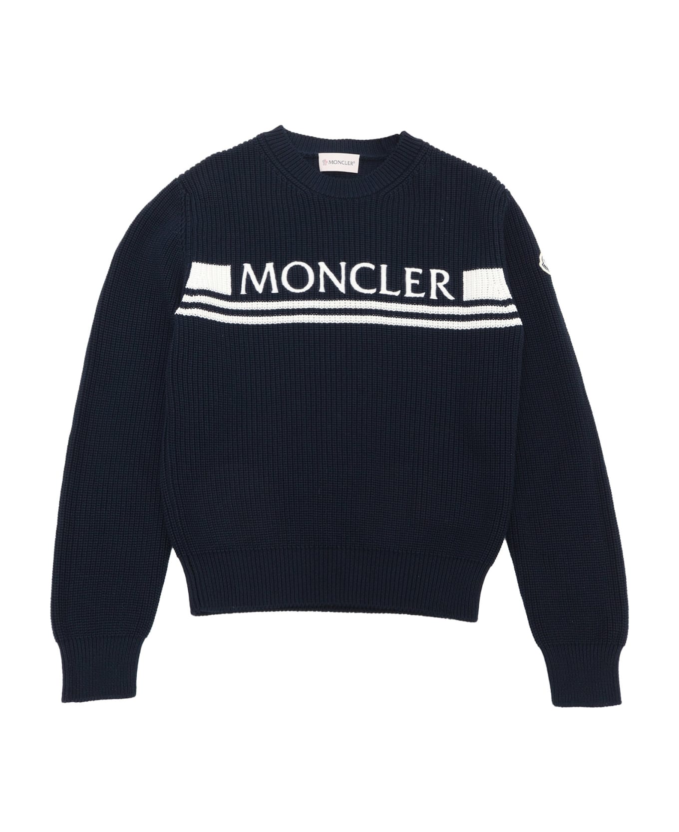 Moncler Blue Ribbed Sweater - BLUE