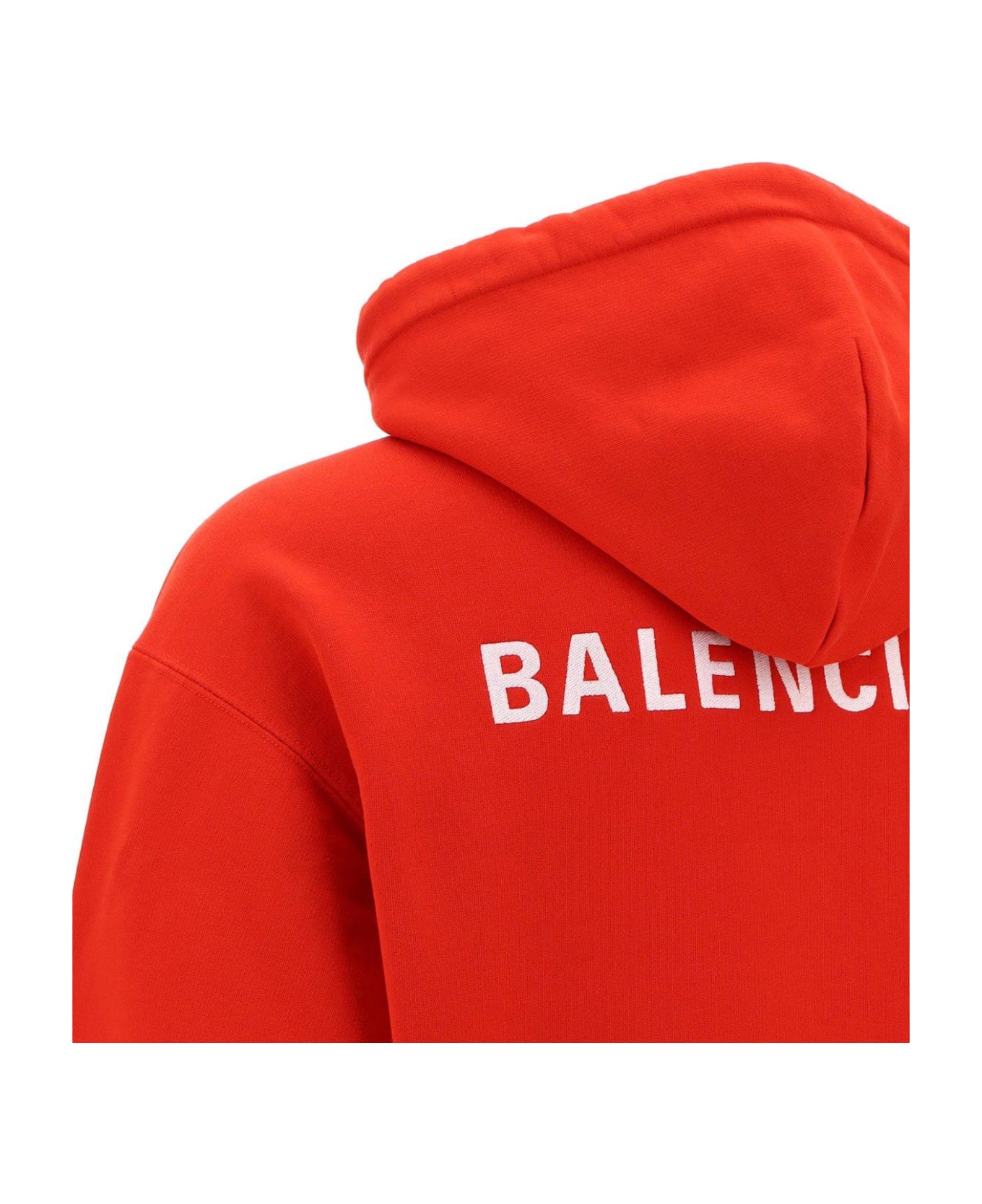 Balenciaga Logo Printed Drawstring Hoodie - RED フリース