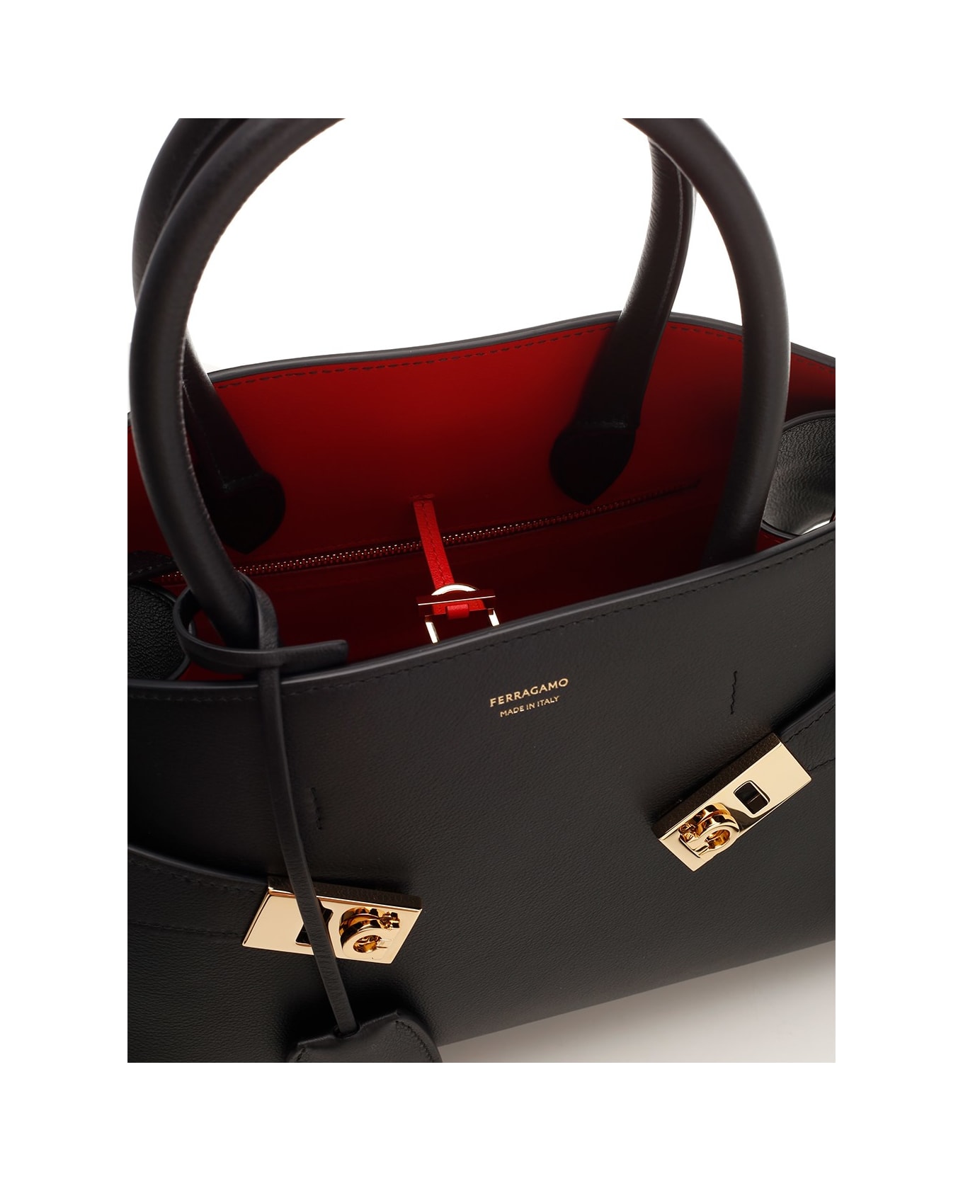 Ferragamo Small 
hug
 Handbag - BLACK BICOLOURED RED