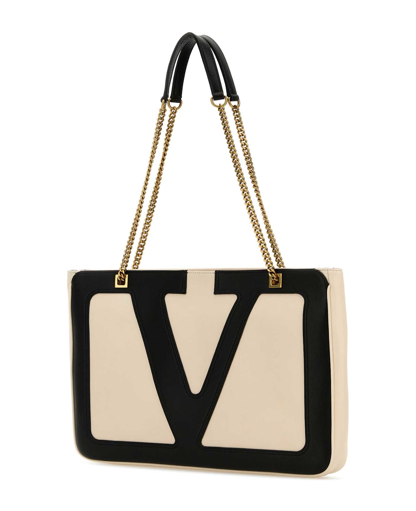 Valentino Garavani Sand Leather Medium Viva Superstar Shopping Bag - White
