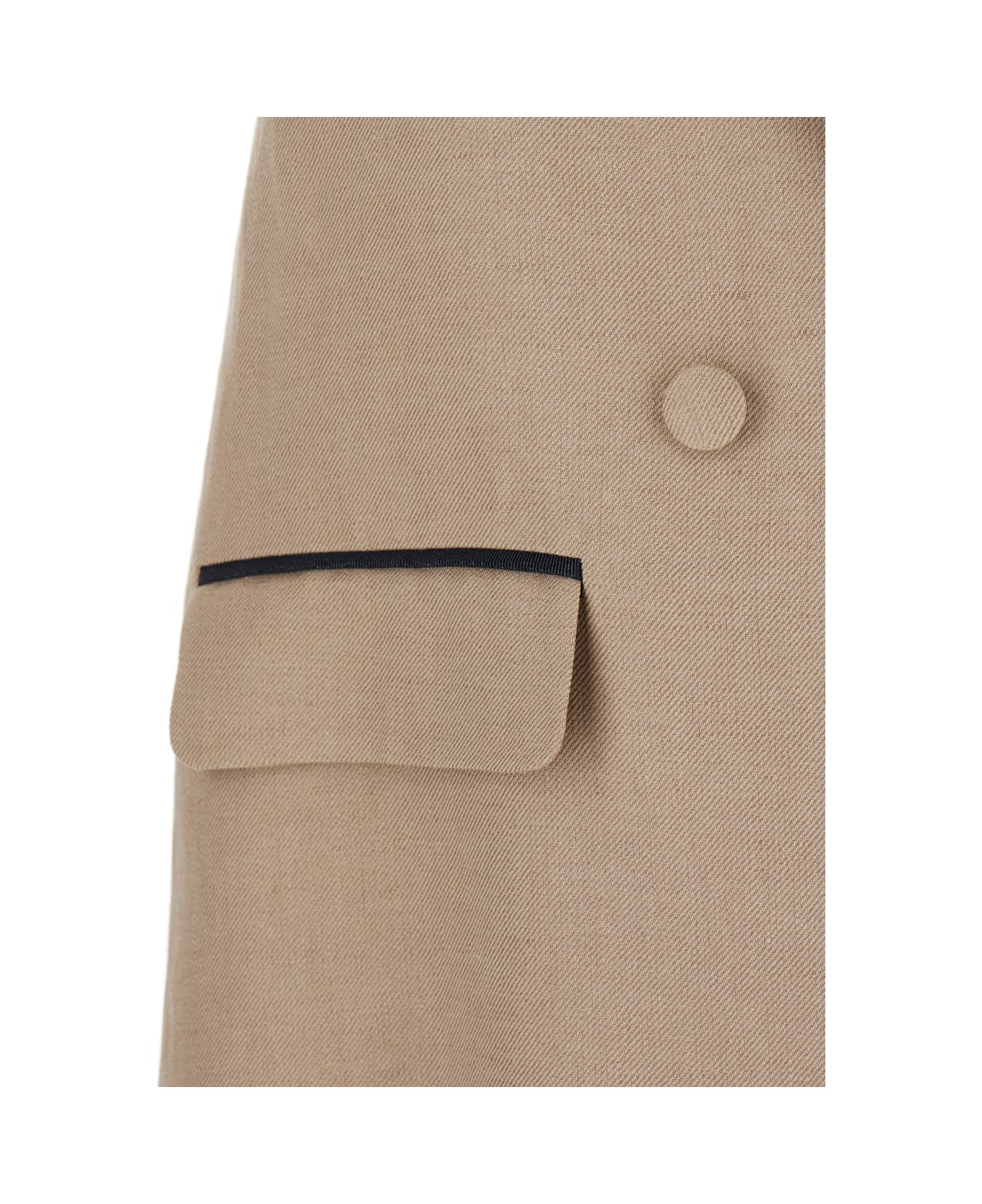 Eleventy Beige Double-breasted Sleeveless Coat In Linen Woman - Beige