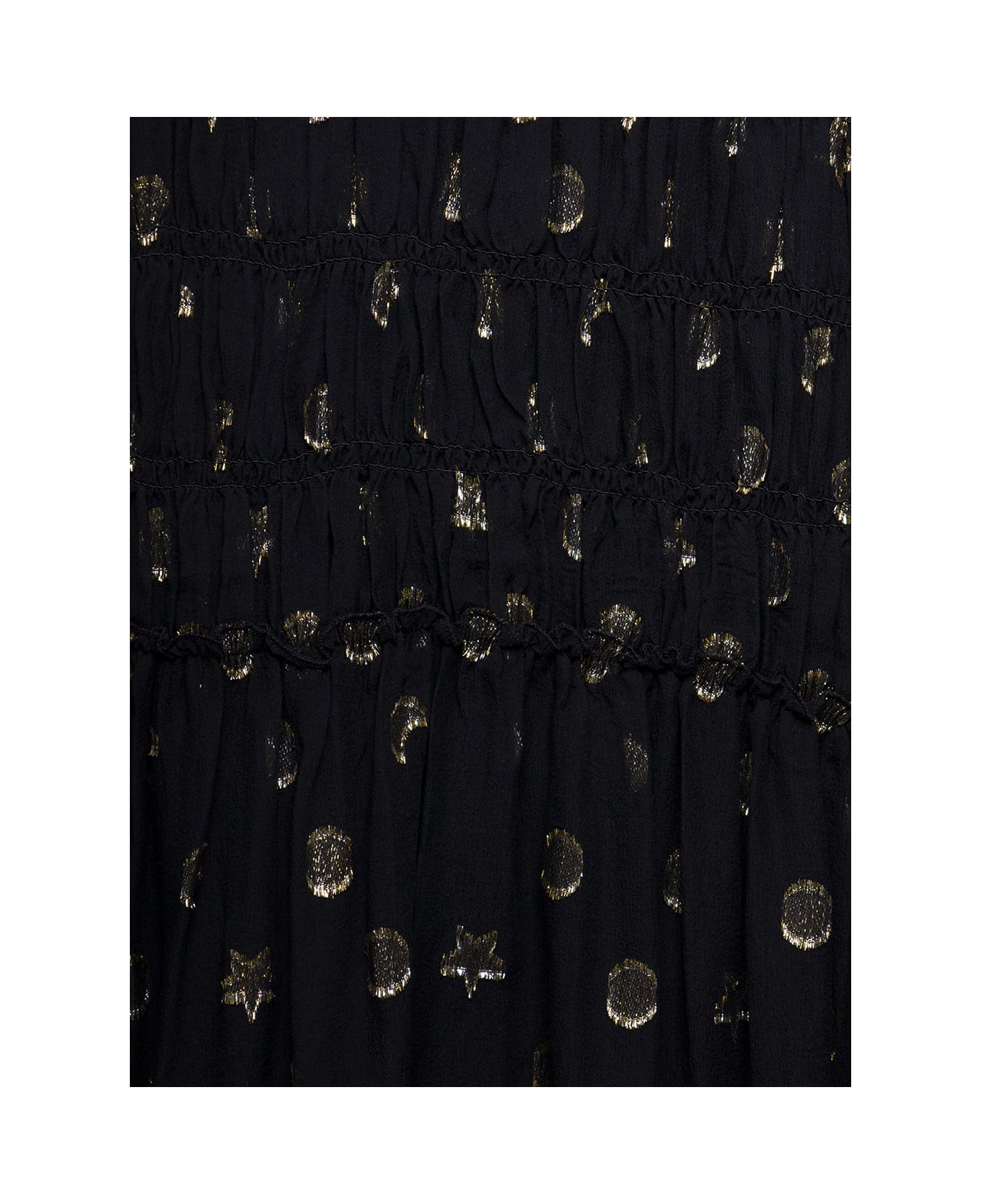 Stella McCartney Kids Black Blend Silk Dress With Laminated Gold Details Girl Stella Mccartney Kids - Black