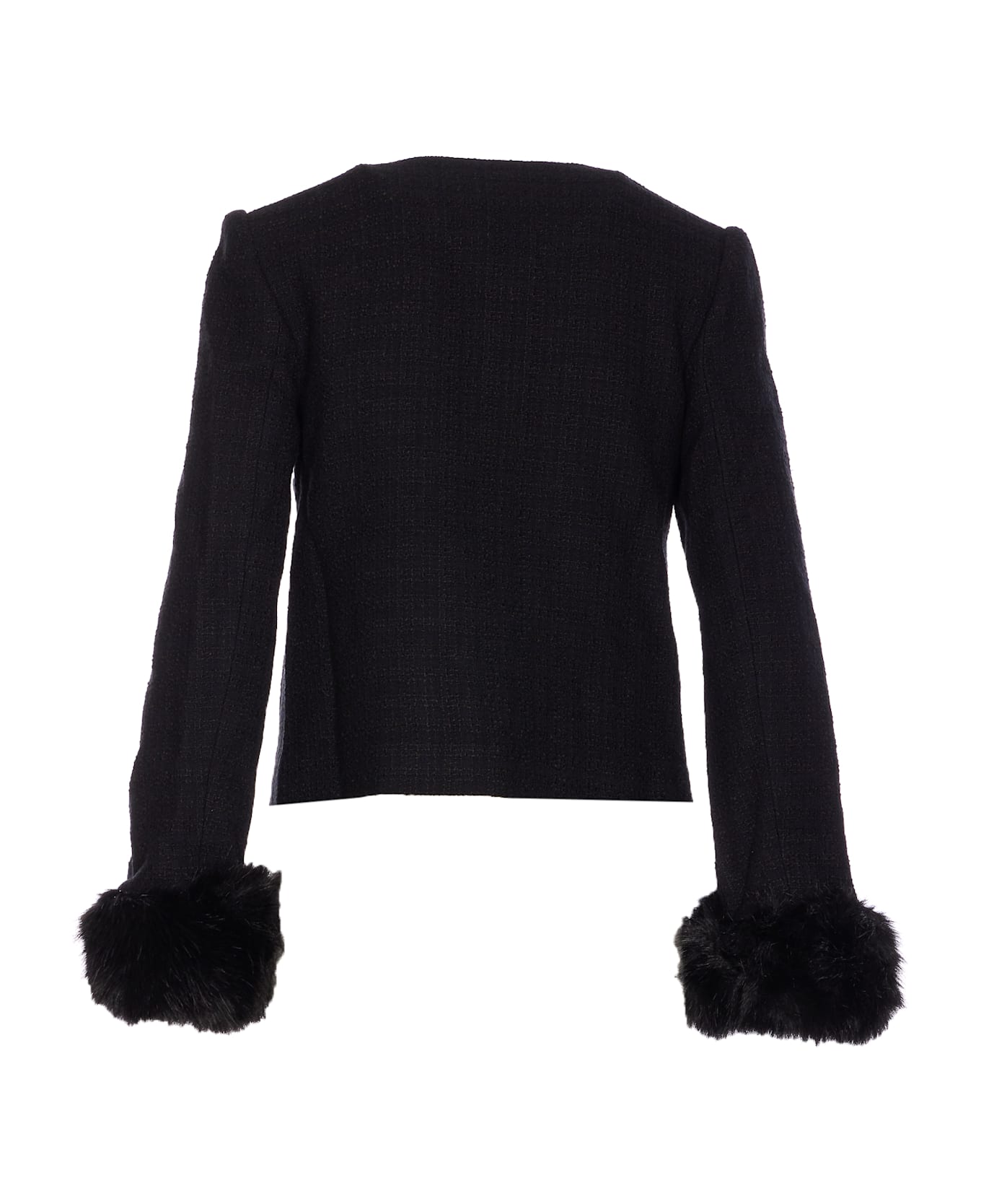 self-portrait Boucle' Fur Jacket - Black