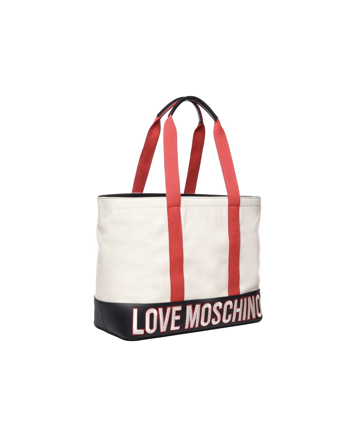 Love Moschino Cotton Free Time Shopping Bag - White, red, black トートバッグ