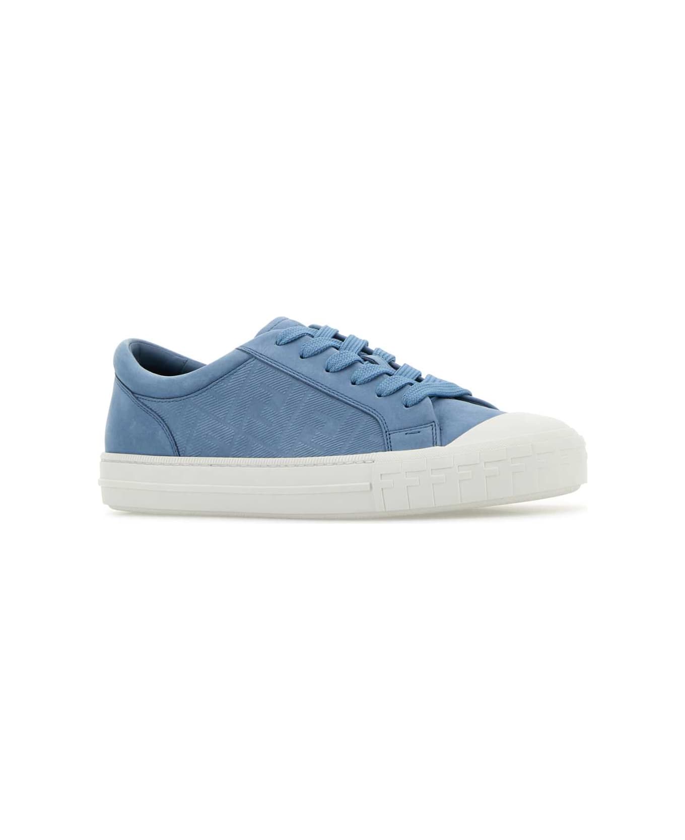 Fendi Light Blue Leather Domino Sneakers - CERULEO+CERULEO