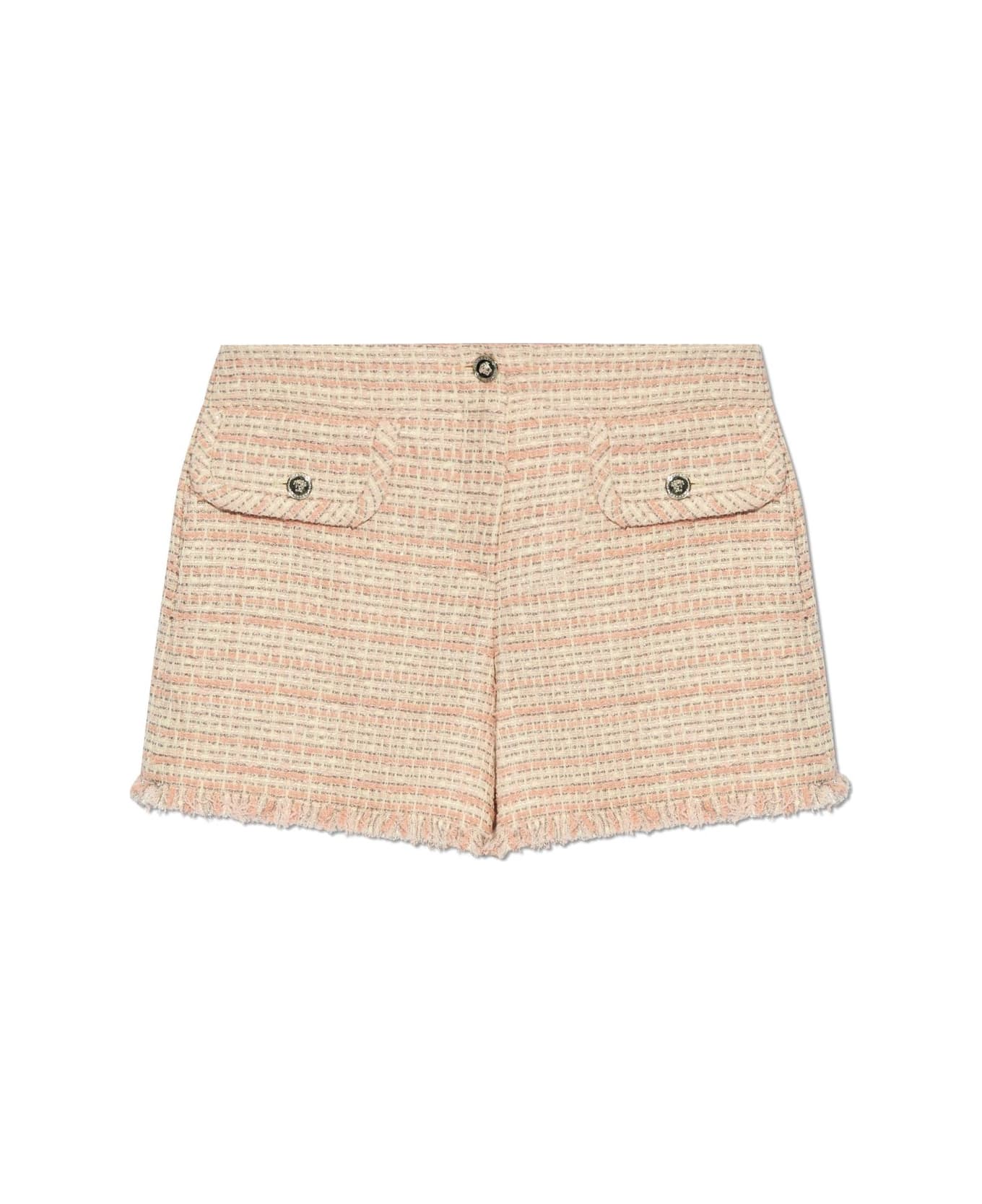 Versace Tweed Frayed Edge Mini Shorts - Dusty Rose Ivory